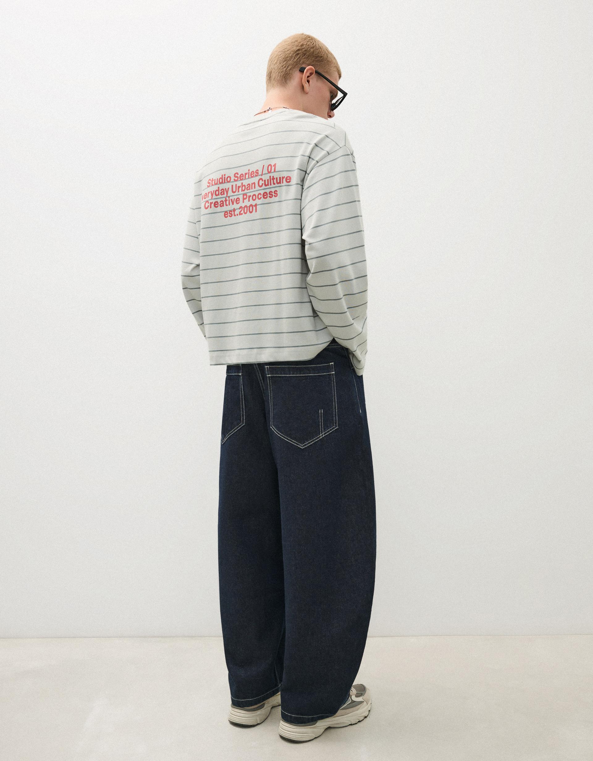 Bershka Jeans barrel fit — Marine