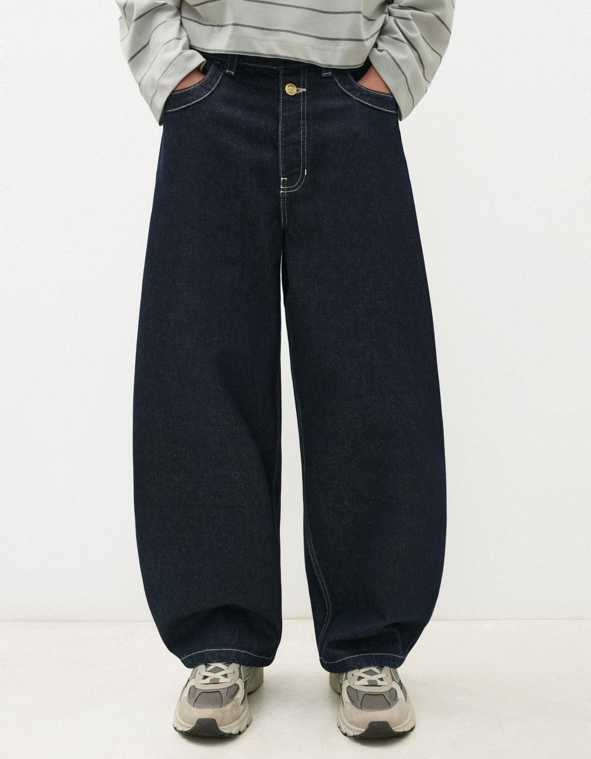 Bershka Jeans barrel fit — Marine