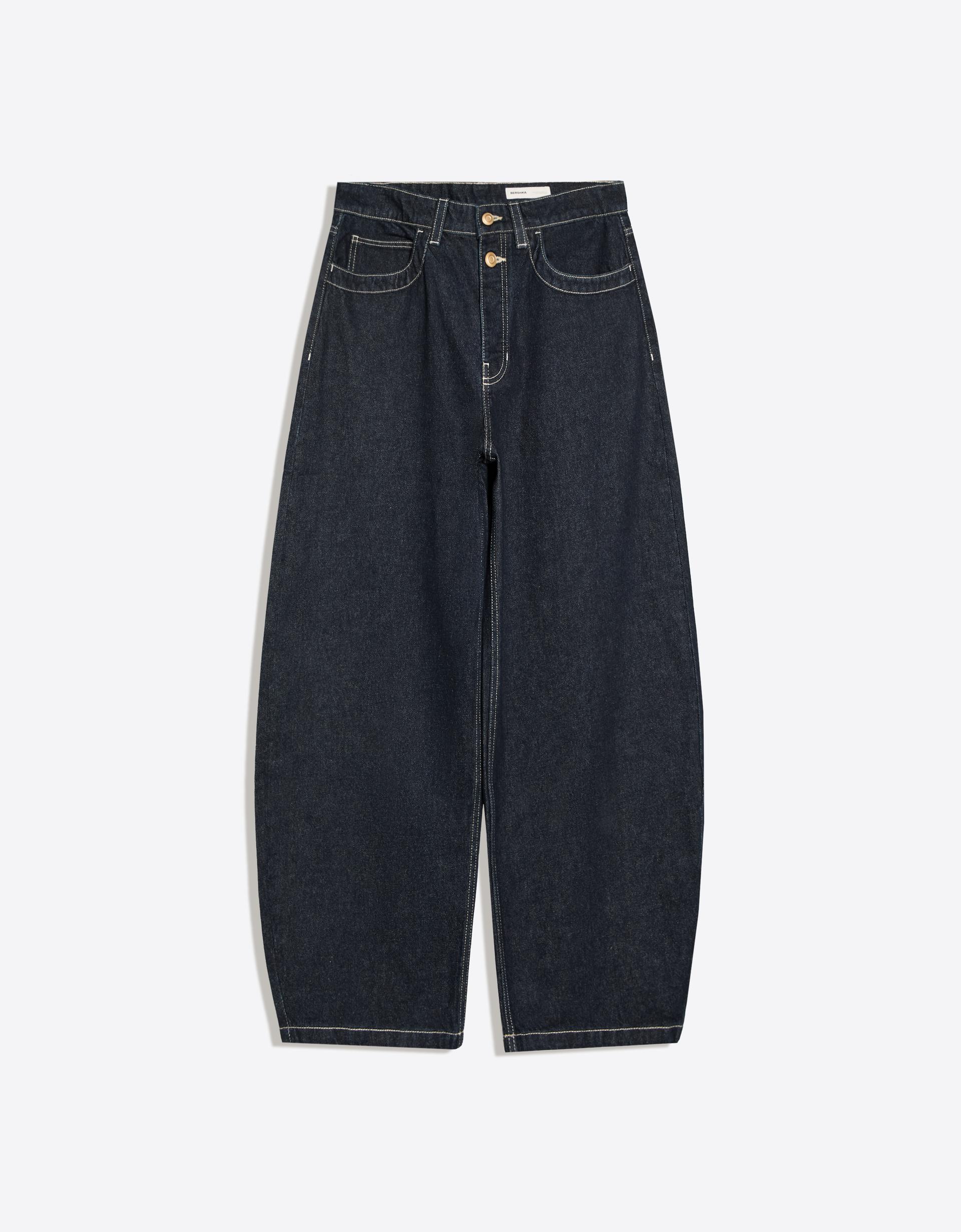 Bershka Jeans barrel fit — Marine