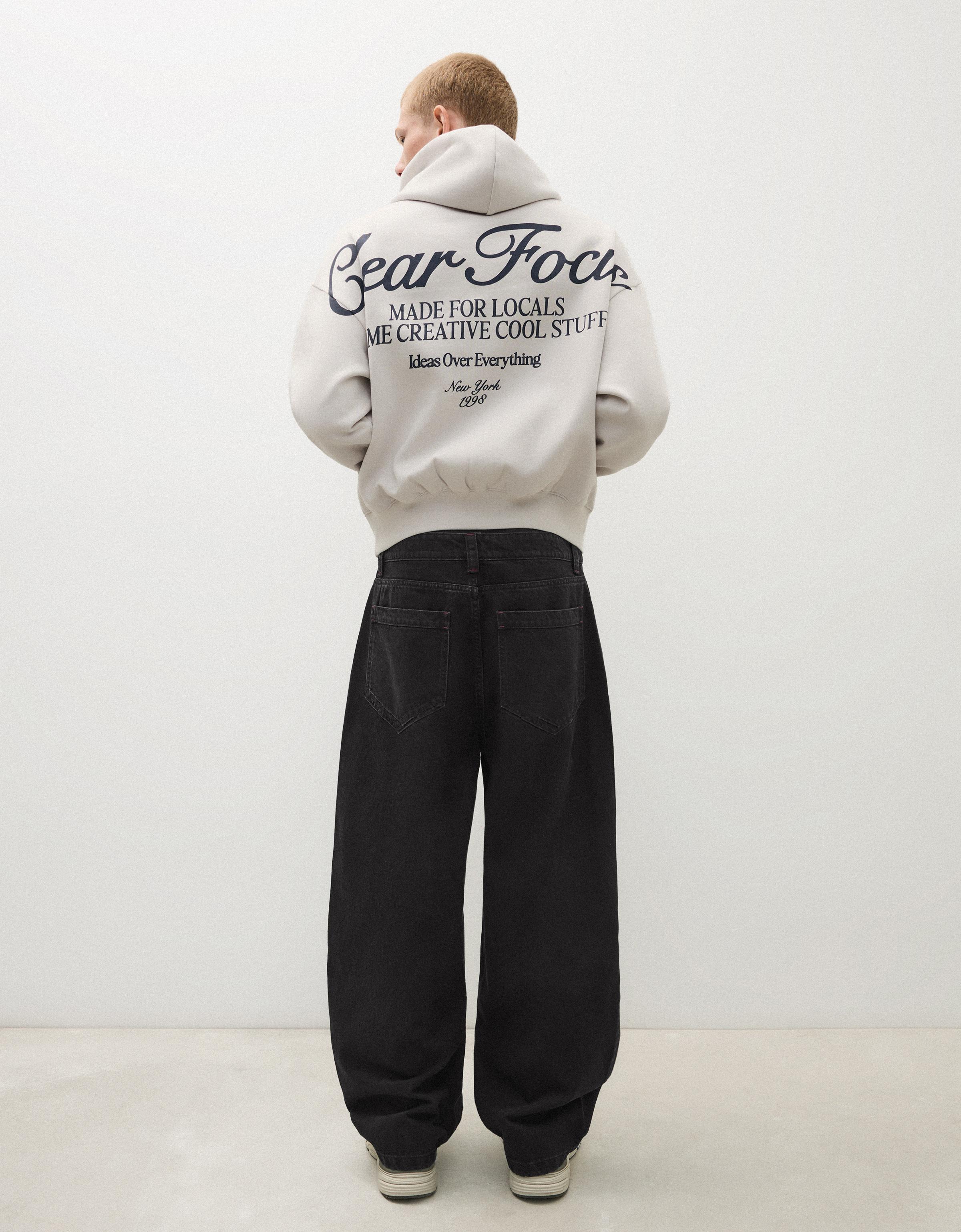 Bershka Jeans barrel fit — Noir