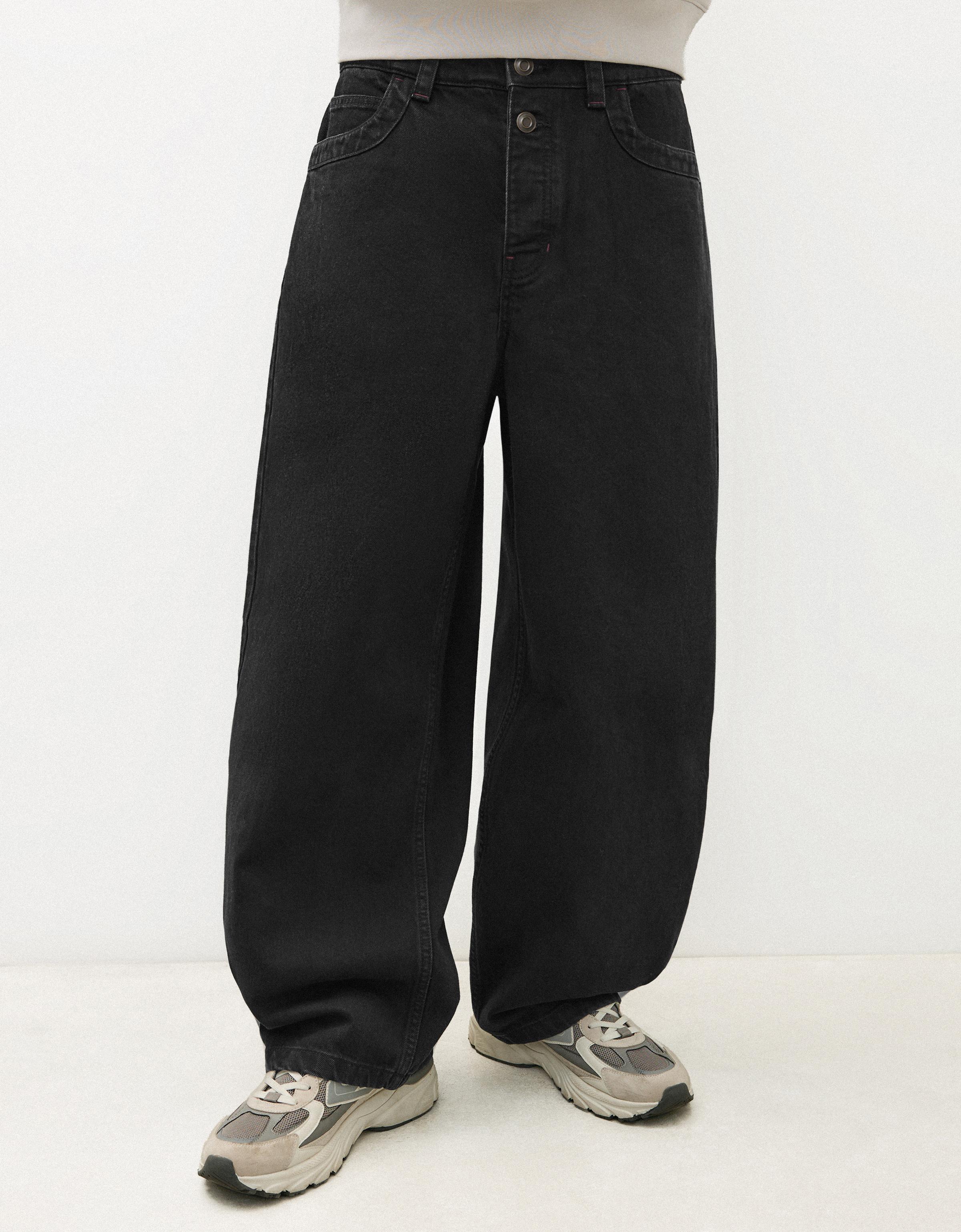 Bershka Jeans barrel fit — Noir