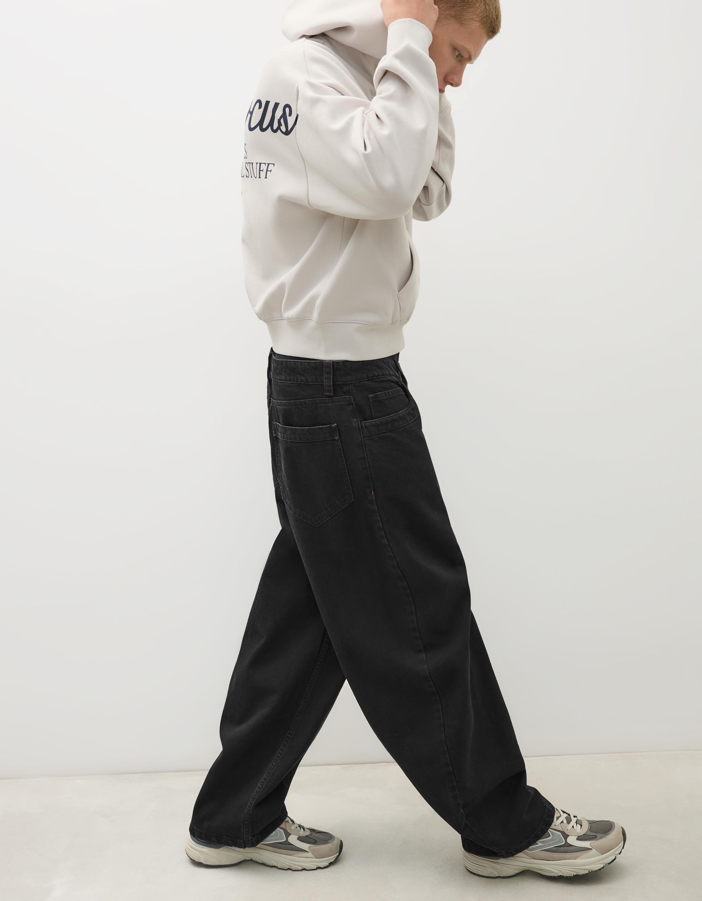 Bershka Jeans barrel fit — Noir