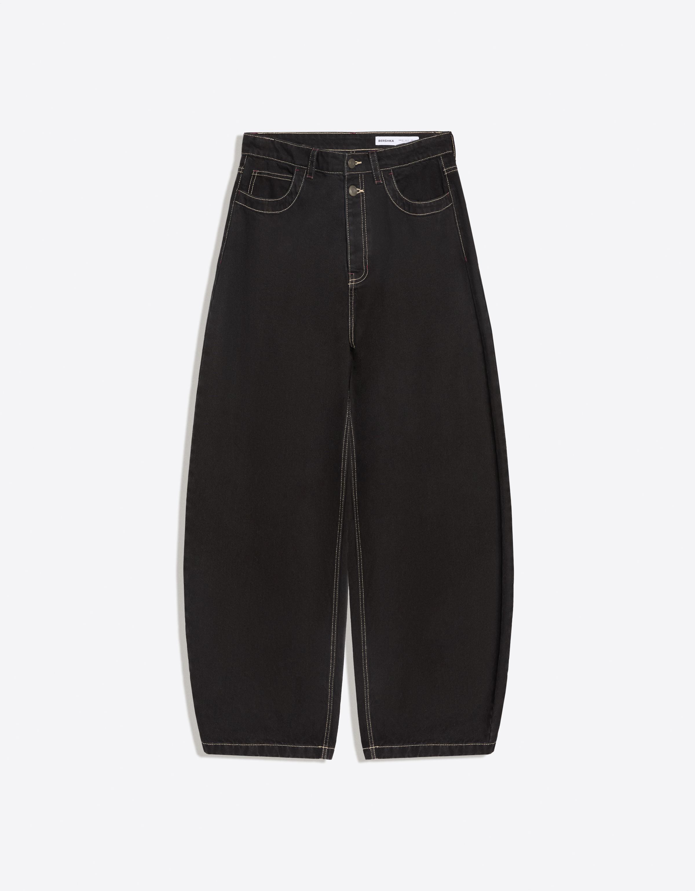 Bershka Jeans barrel fit — Noir
