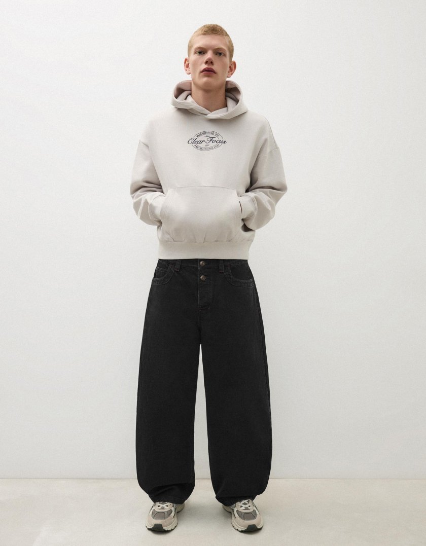 Bershka Jeans barrel fit — Noir