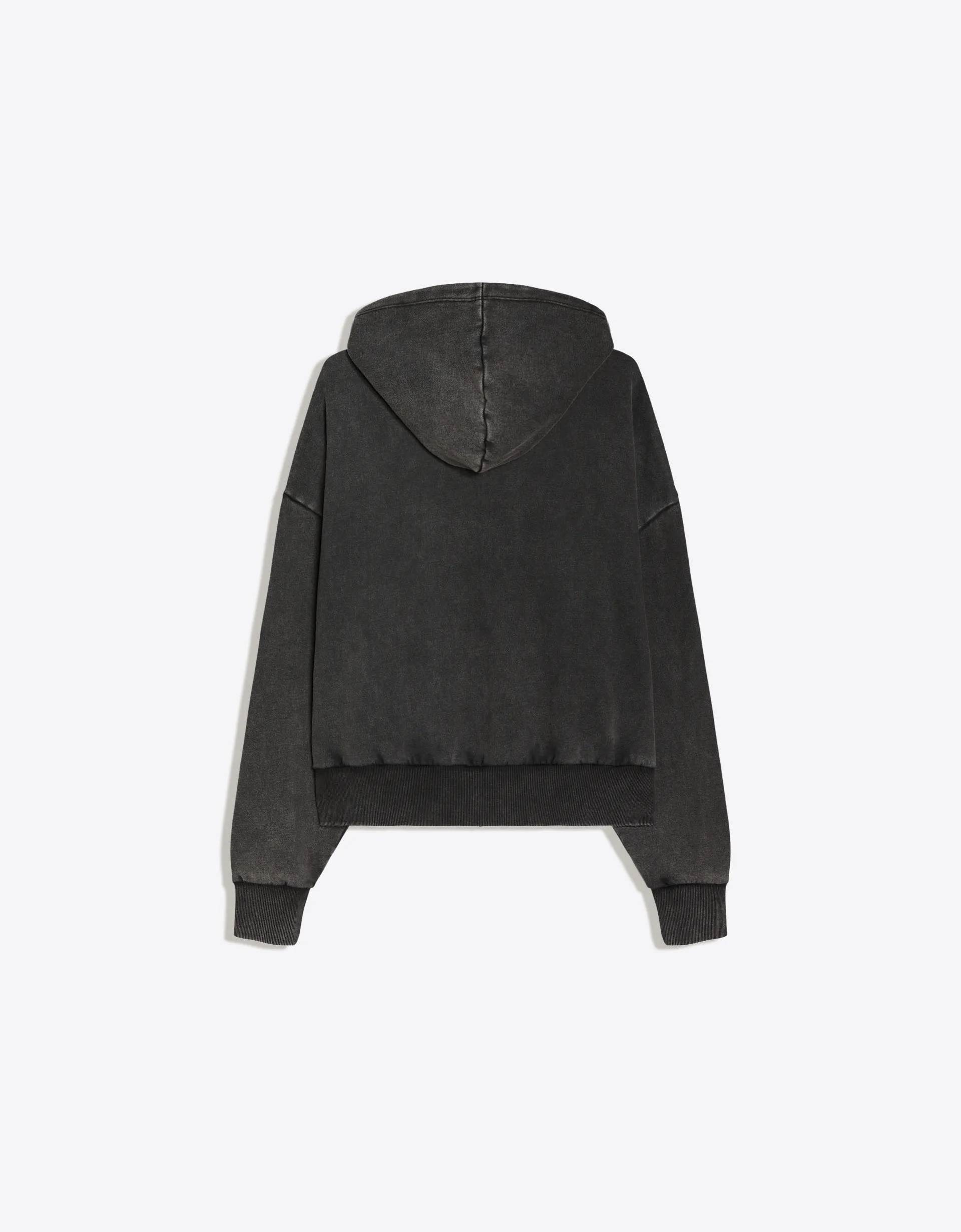 Bershka Washed zip-up sweatshirt with hood — Grey