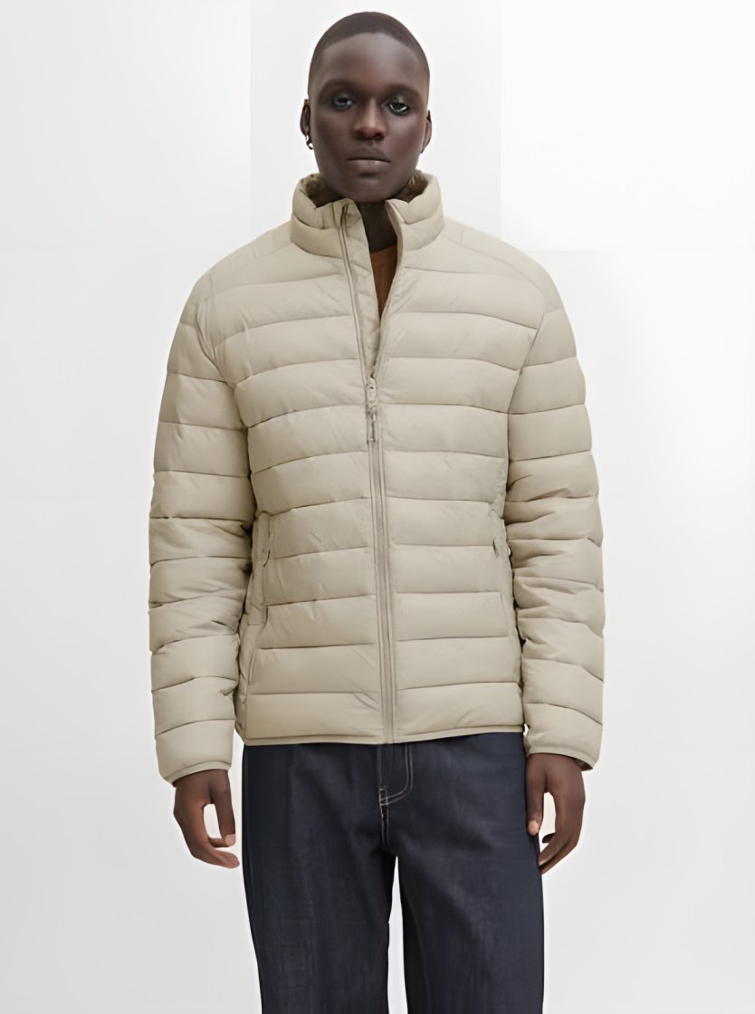 Lightweight Puffer Jacket — Beige