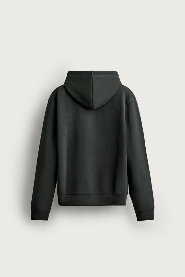 Zara Contrast Hooded Piqué Sweatshirt — Dark Grey