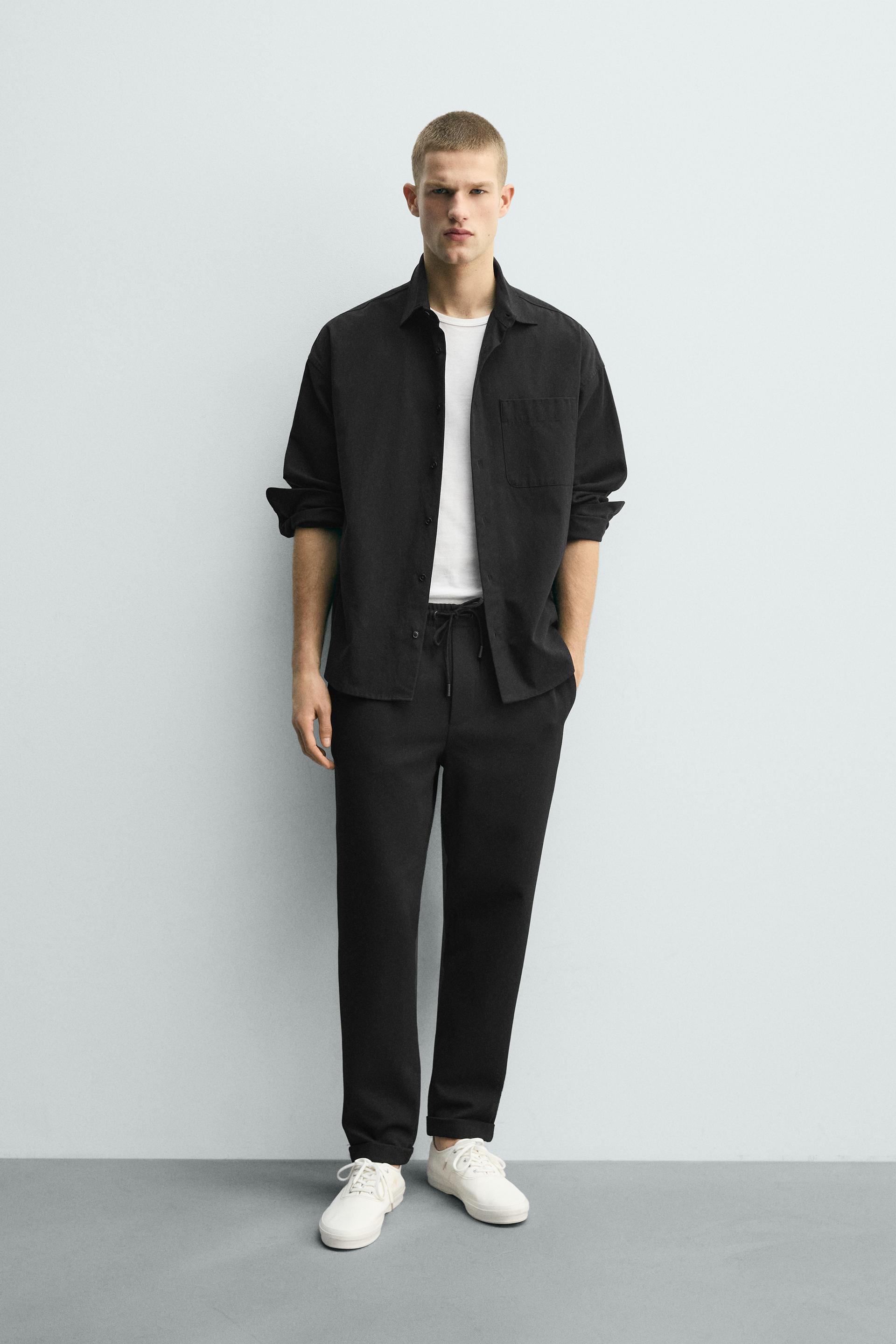 Zara Non-Iron Comfort Jogger Trousers — Black