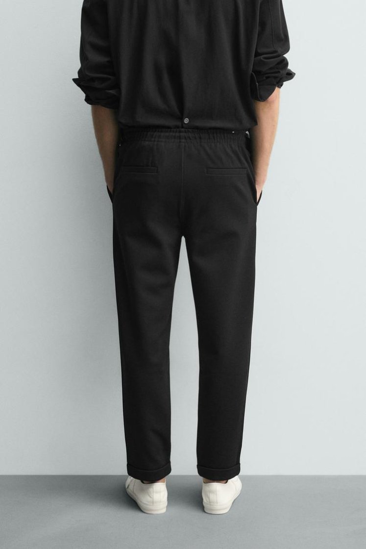 Zara Non-Iron Comfort Jogger Trousers — Black