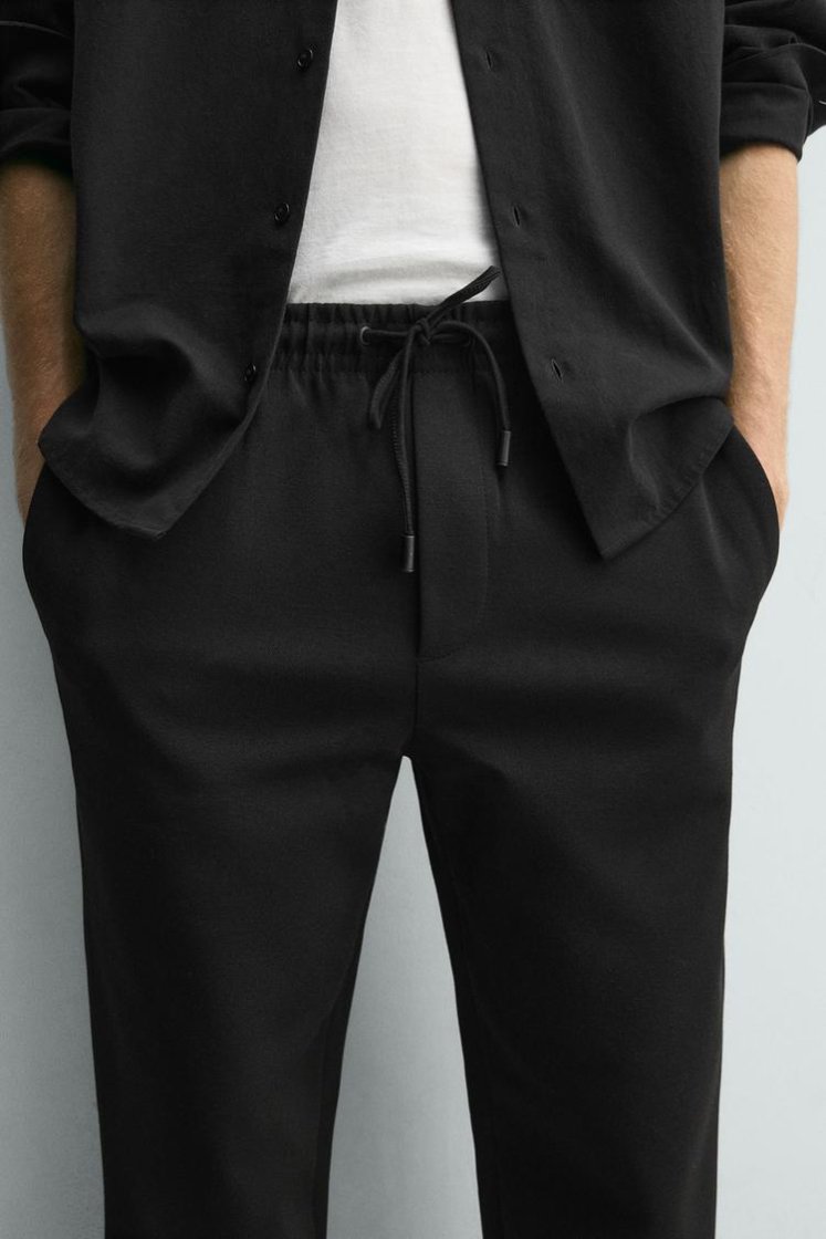 Zara Non-Iron Comfort Jogger Trousers — Black