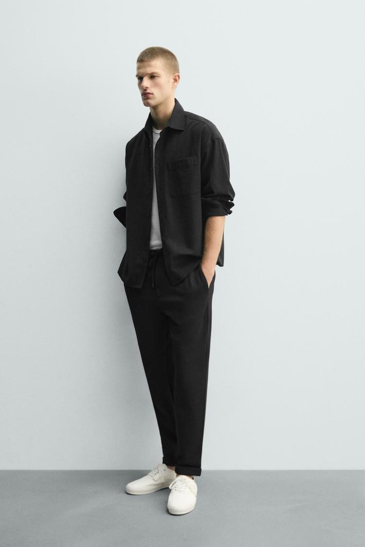Zara Non-Iron Comfort Jogger Trousers — Black
