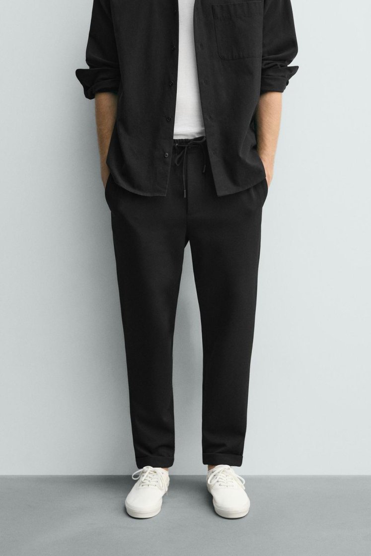 Zara Non-Iron Comfort Jogger Trousers — Black