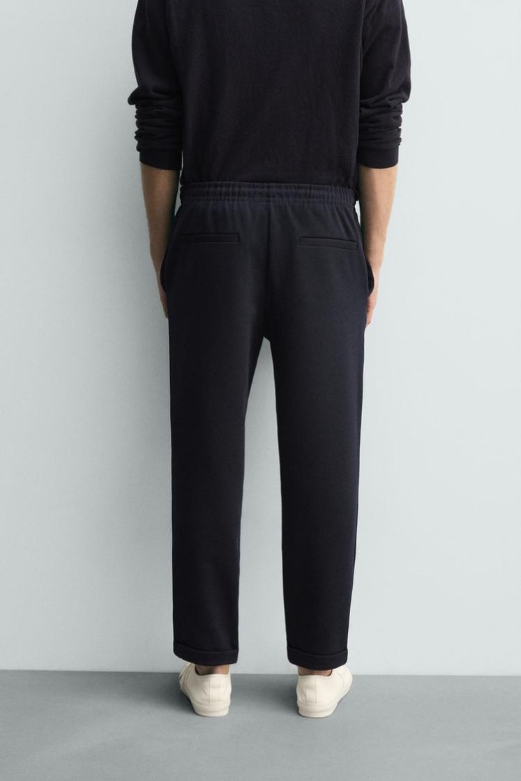 Zara Non-Iron Comfort Jogger Trousers — Navy marl
