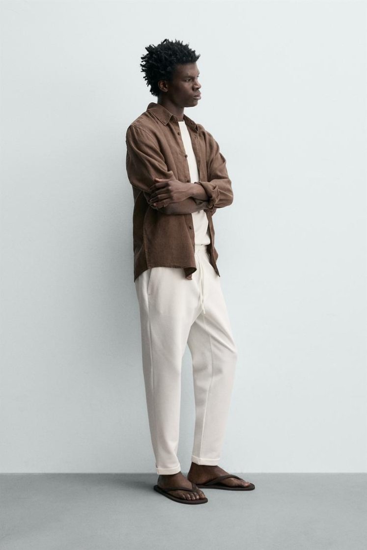 Zara Non-Iron Comfort Jogger Trousers — Oyster-white