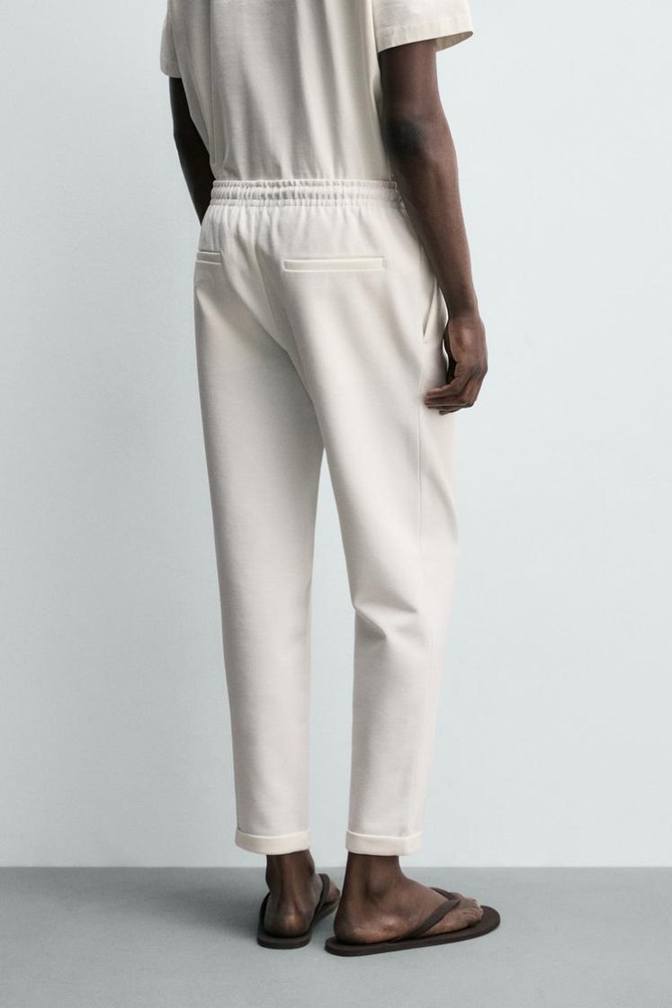 Zara Non-Iron Comfort Jogger Trousers — Oyster-white
