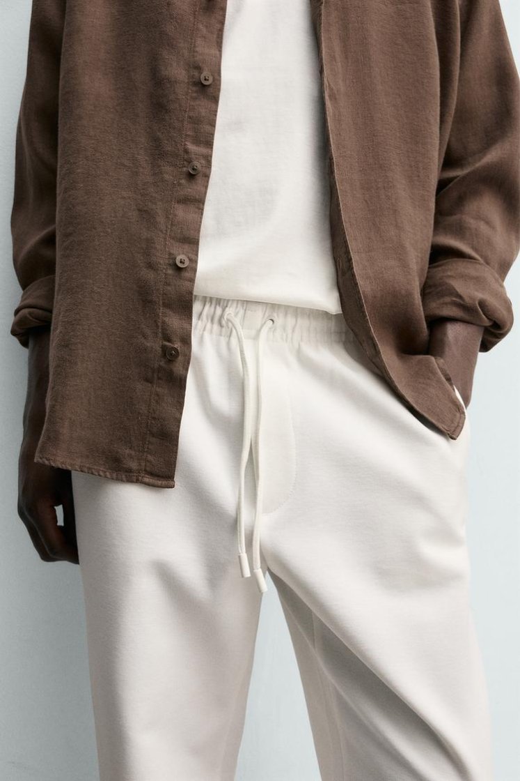 Zara Non-Iron Comfort Jogger Trousers — Oyster-white