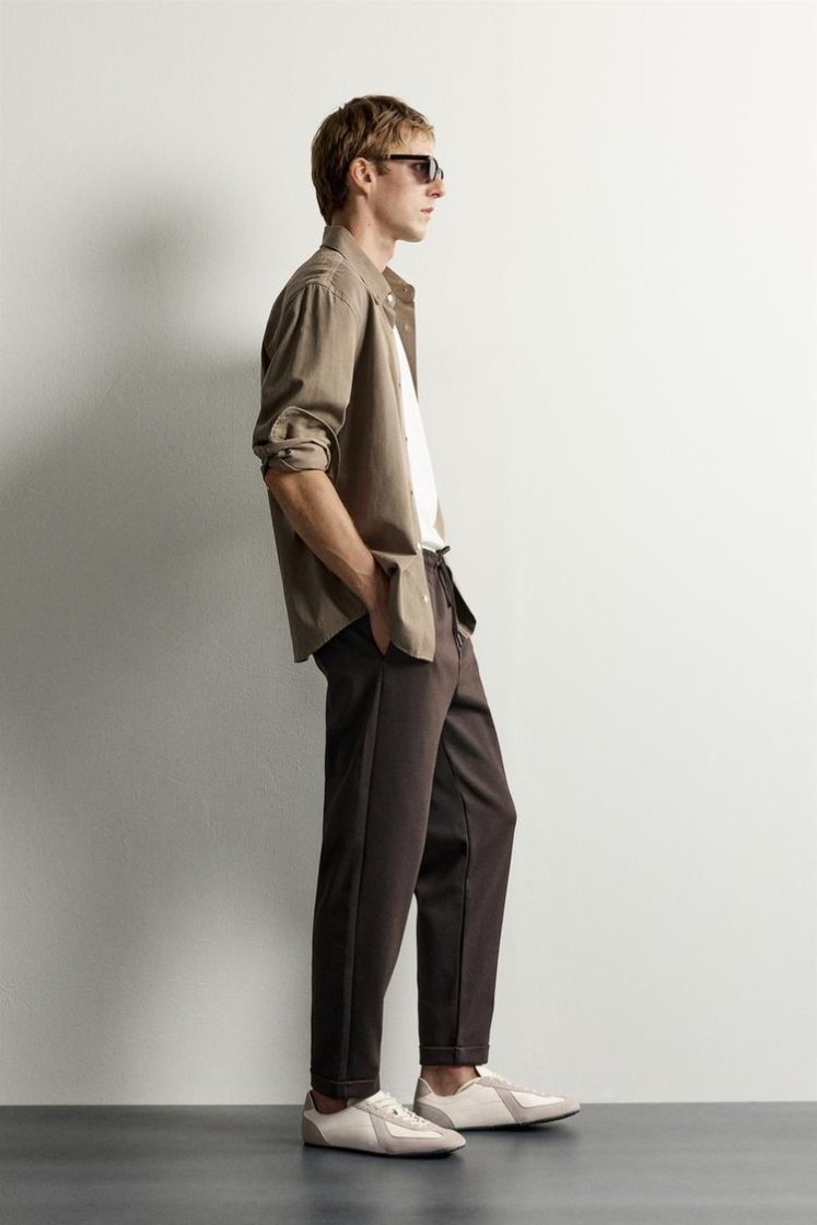 Zara Easy Care Regular Trouser — Chocolat