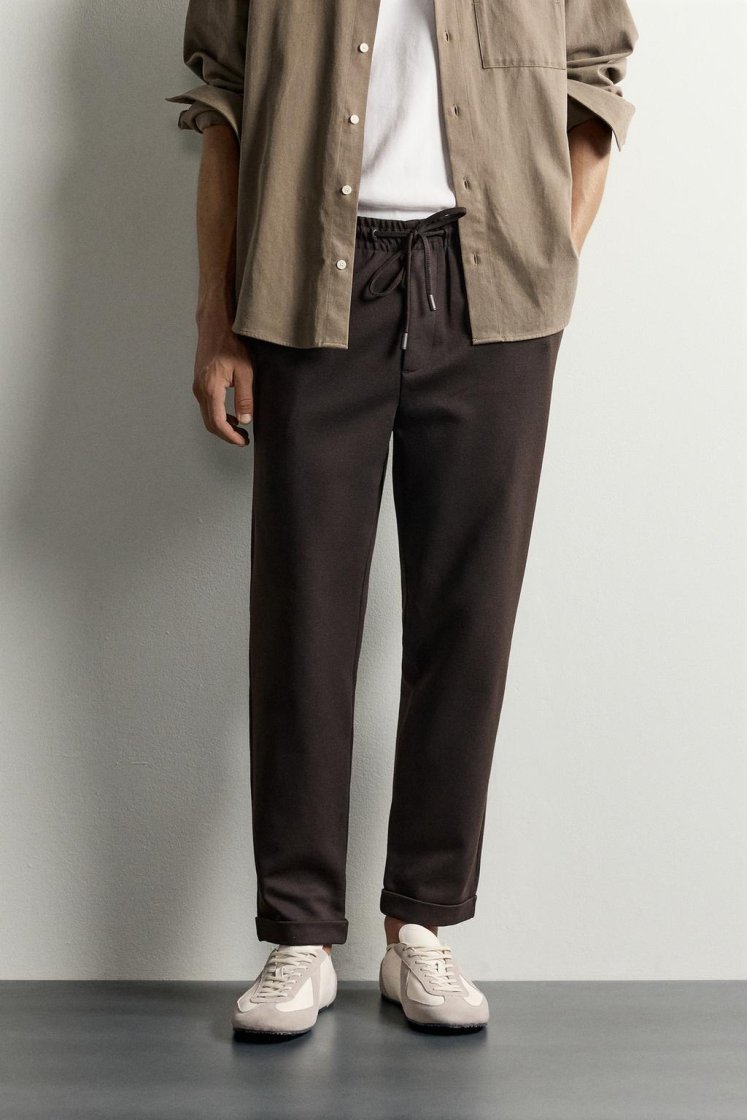Zara Easy Care Regular Trouser — Chocolat
