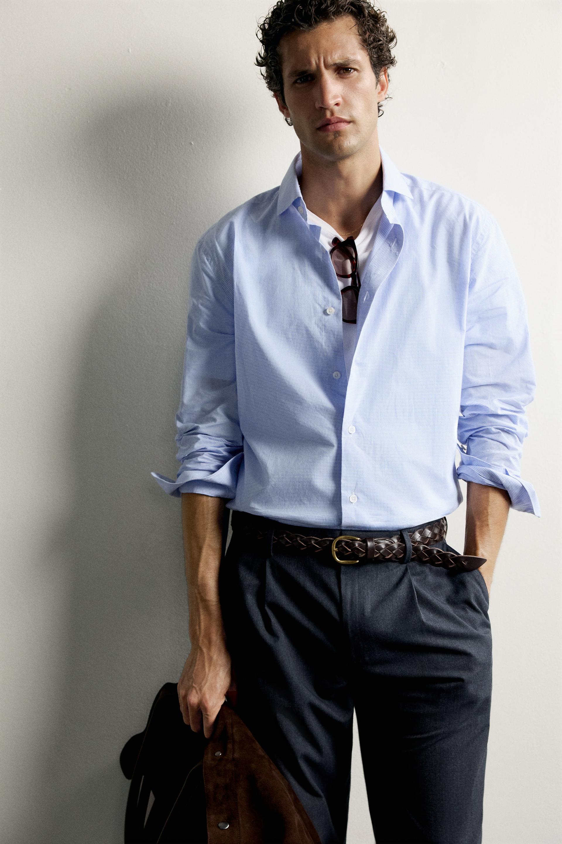 Zara Regular Check Shirt — Blue