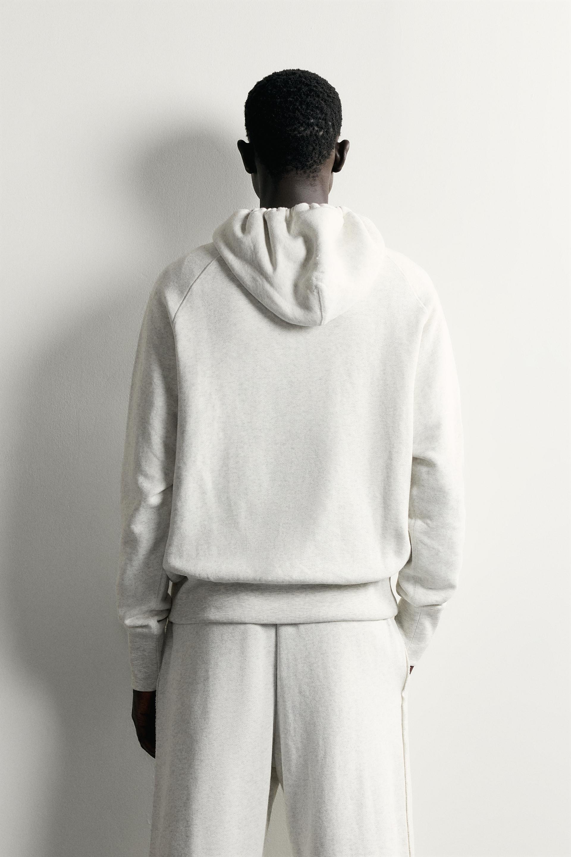 Zara Relaxed Hooded Sweatshirt — Gris clair