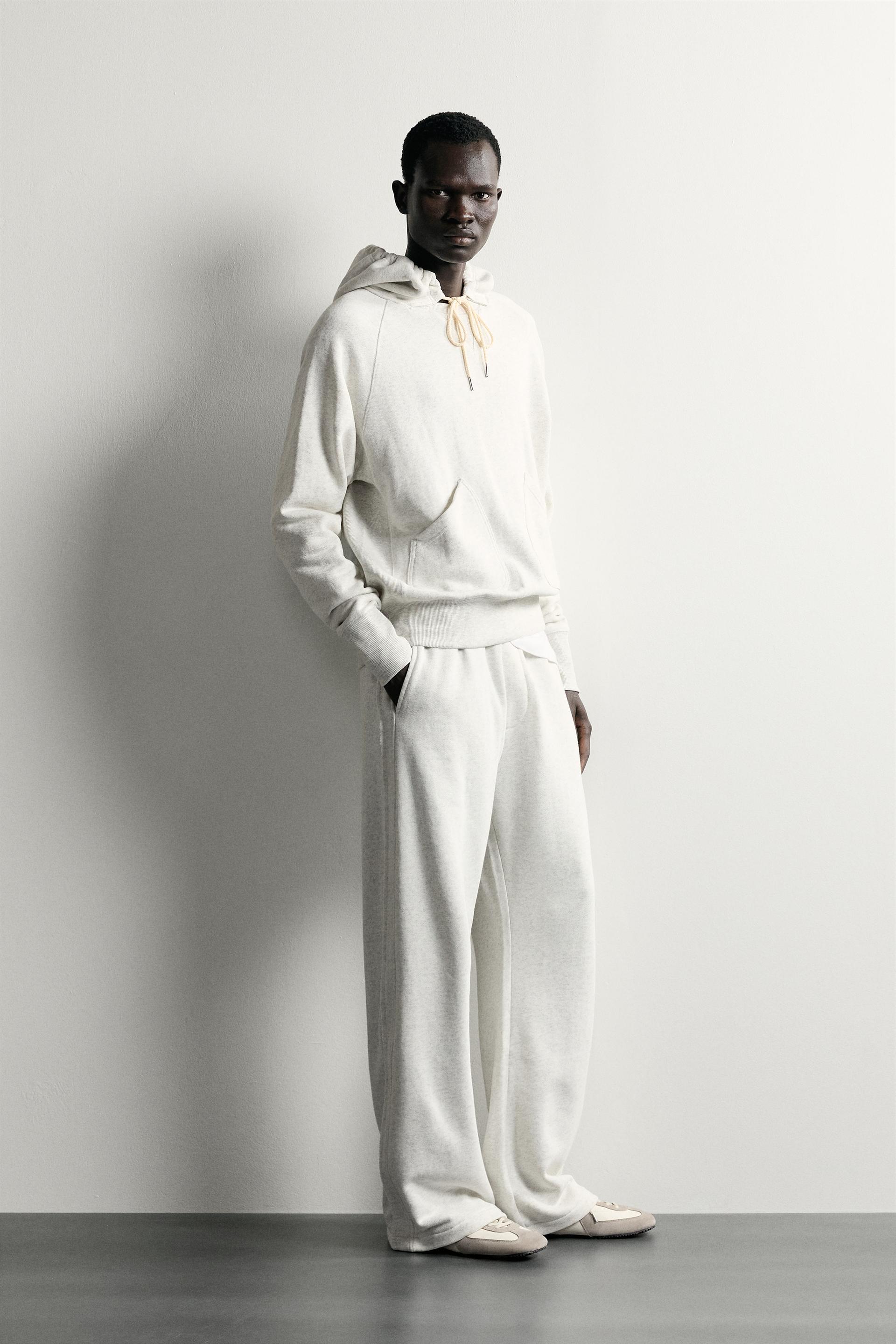 Zara Relaxed Hooded Sweatshirt — Gris clair