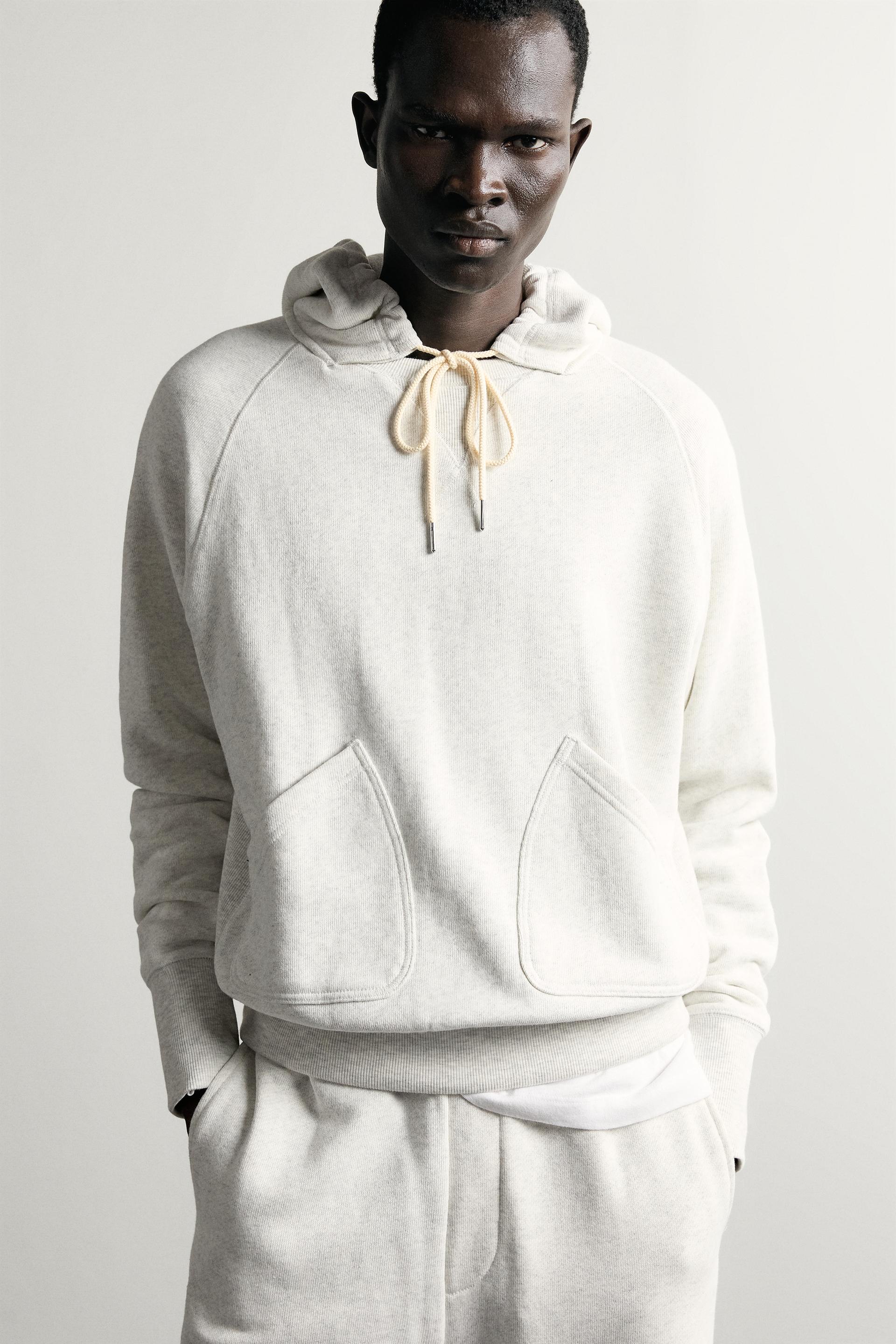 Zara Relaxed Hooded Sweatshirt — Gris clair