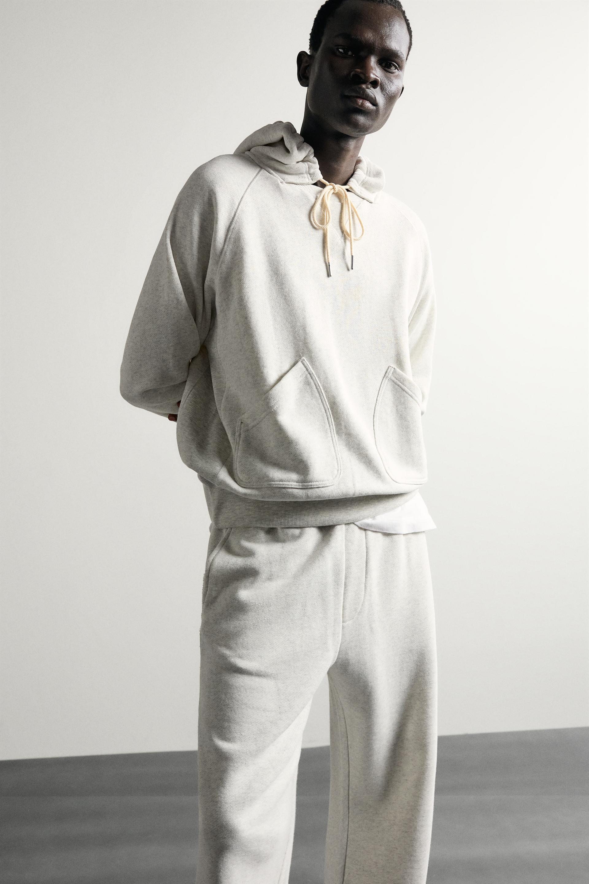 Zara Relaxed Hooded Sweatshirt — Gris clair