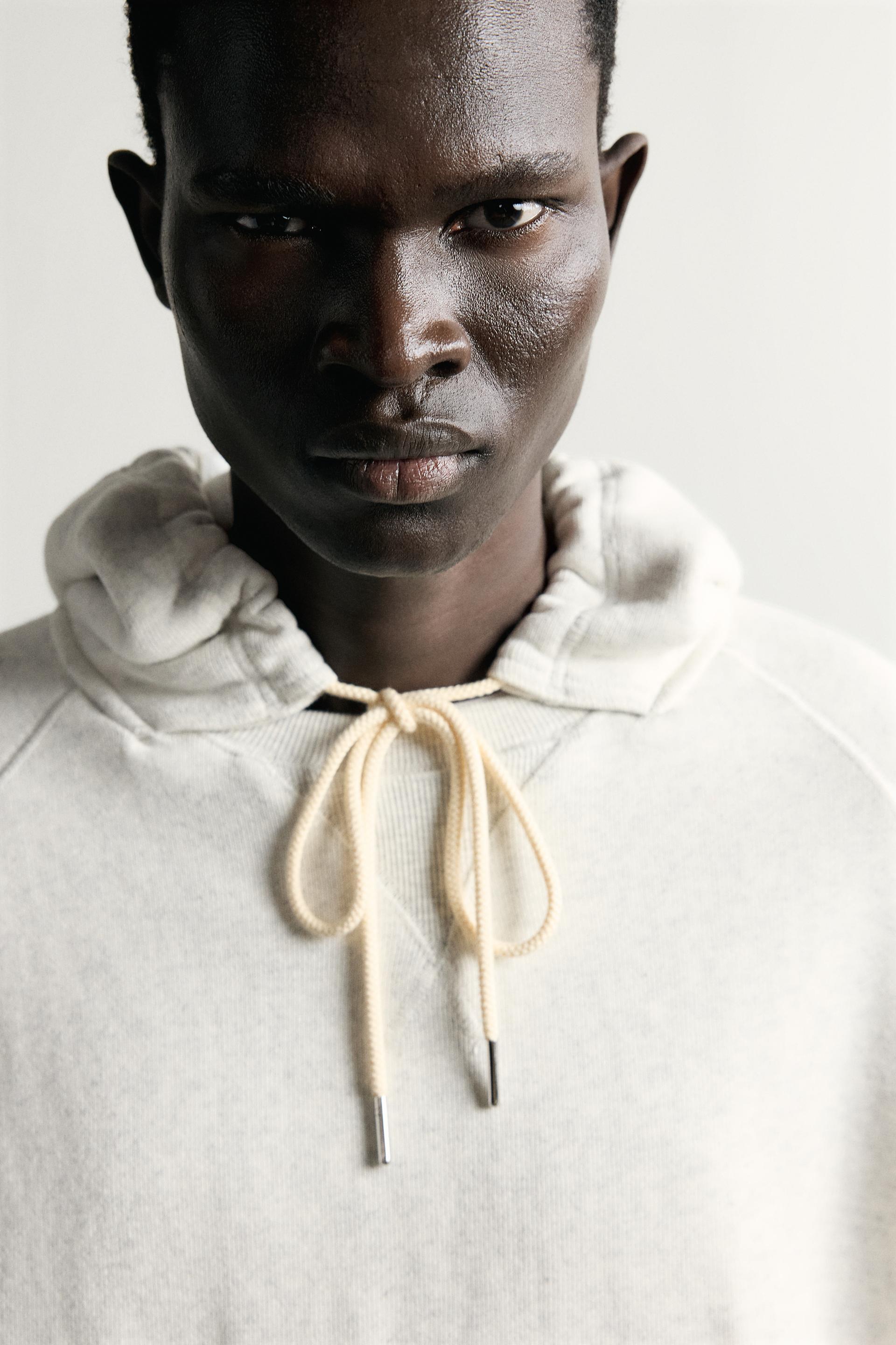 Zara Relaxed Hooded Sweatshirt — Gris clair