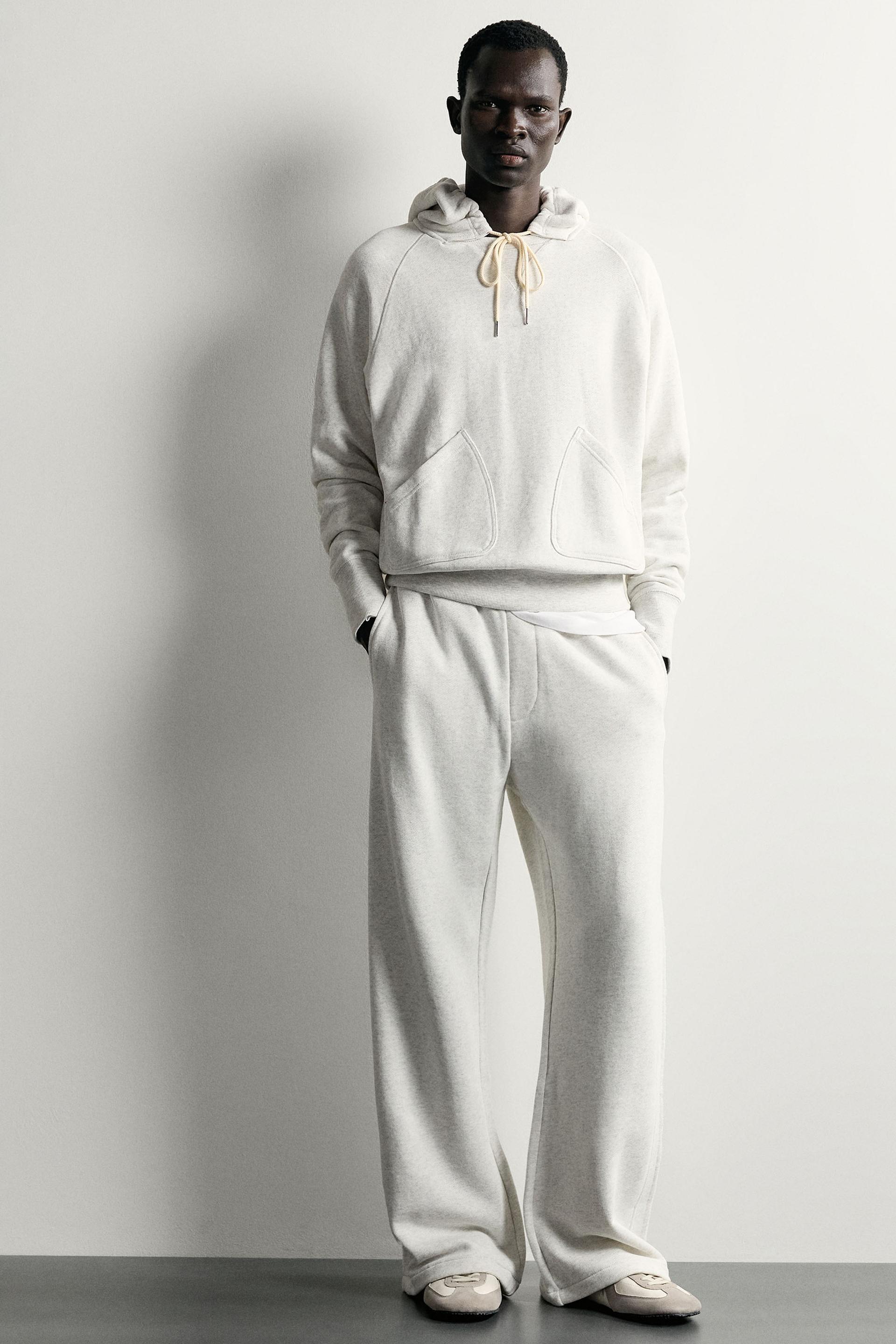 Zara Relaxed Hooded Sweatshirt — Gris clair
