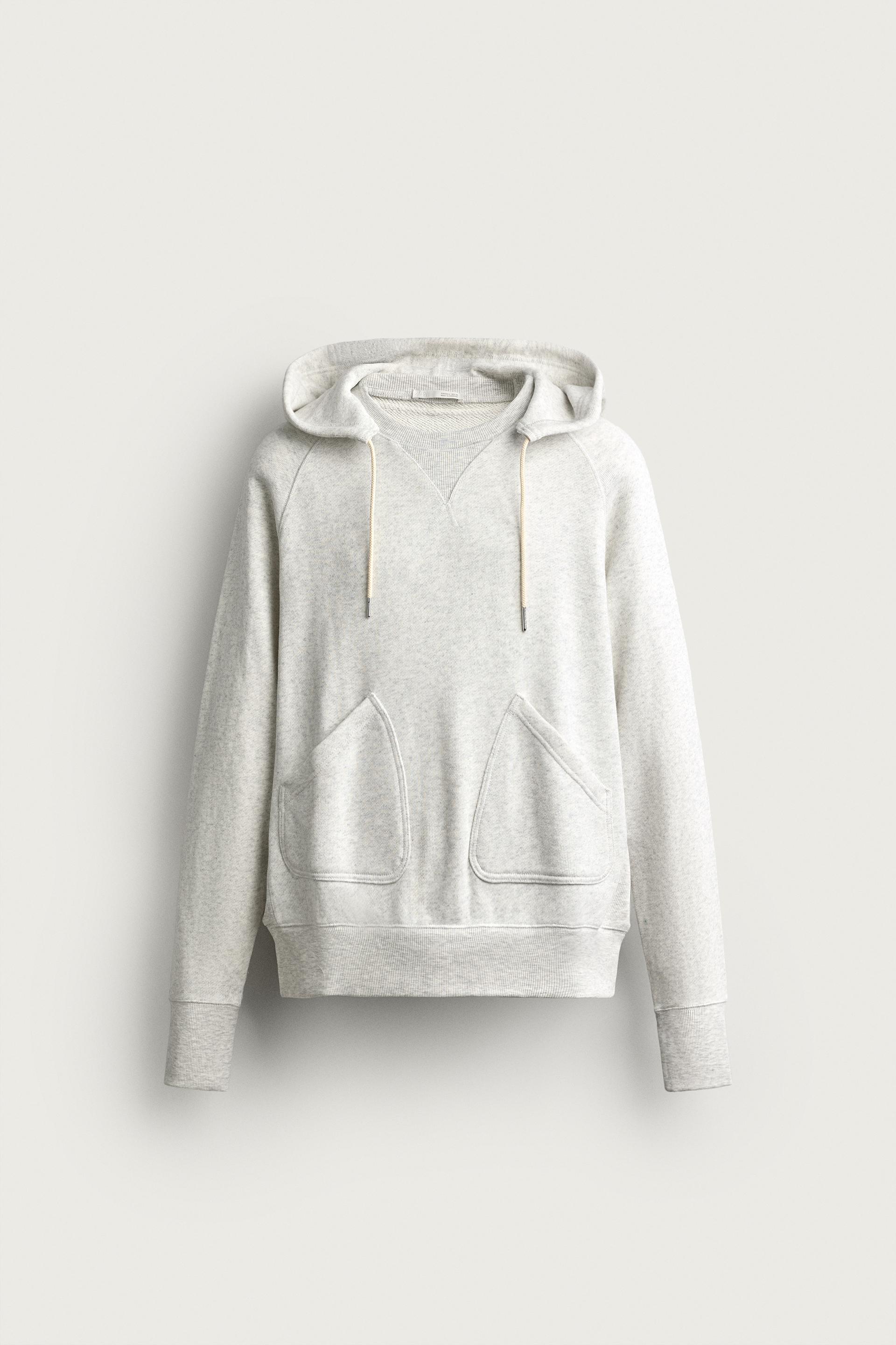 Zara Relaxed Hooded Sweatshirt — Gris clair