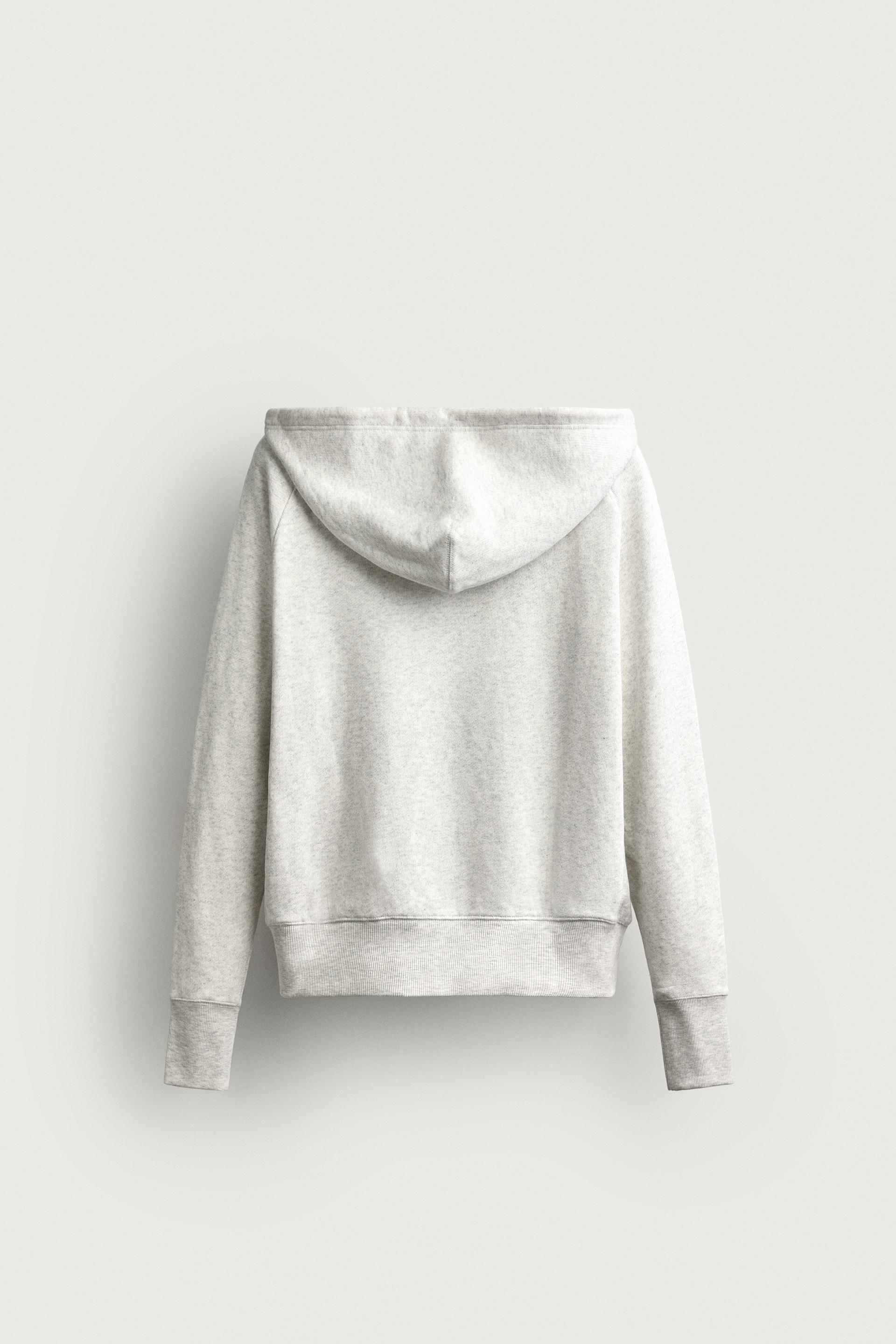 Zara Relaxed Hooded Sweatshirt — Gris clair