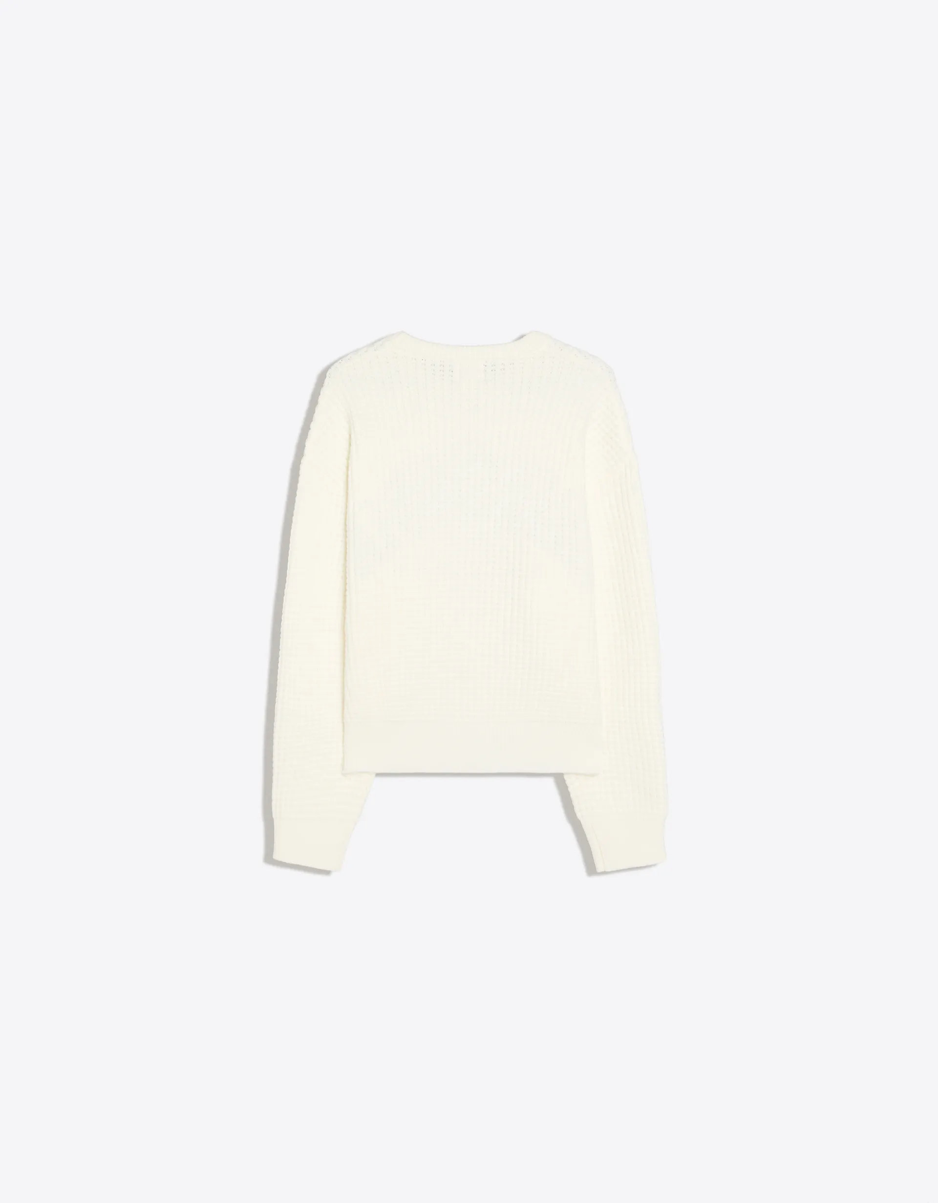 Bershka Pull à col rond gaufré brodé — Blanc cassé