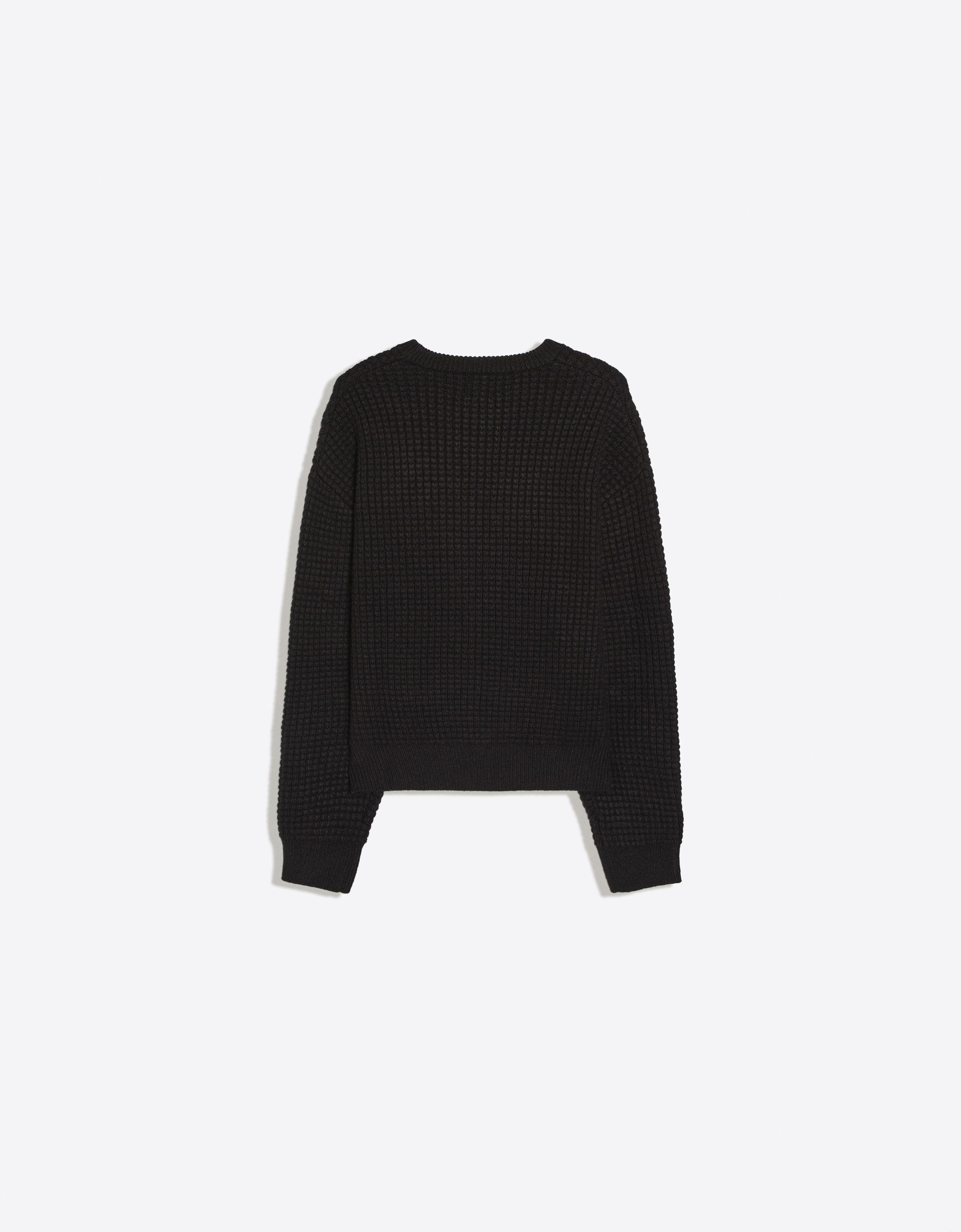 Bershka Pull à col rond gaufré brodé — Noir