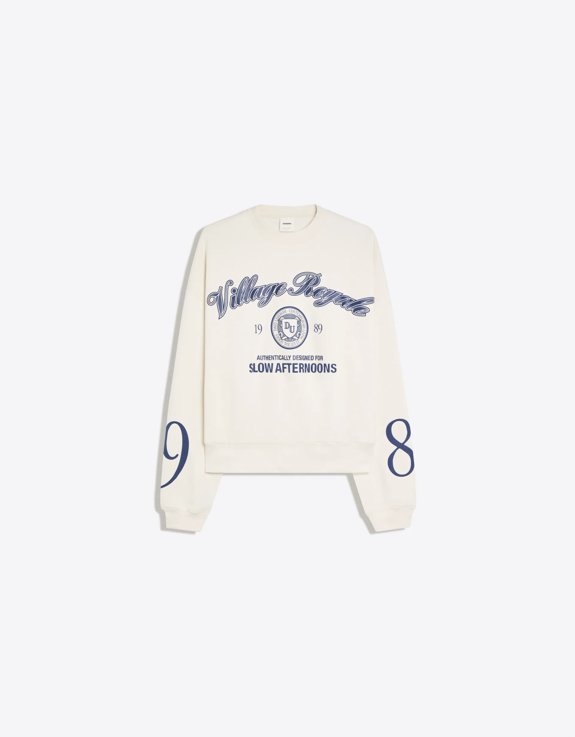 Bershka Sweat à col rond imprimé — Off White