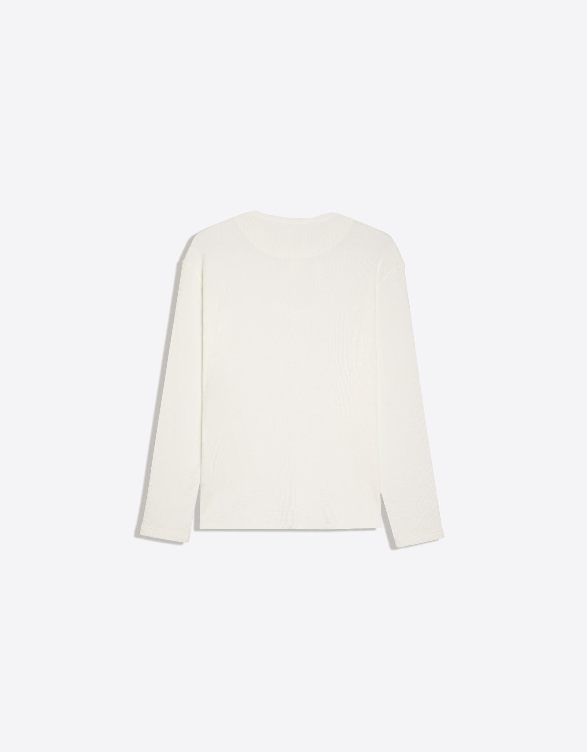 Bershka T-shirt slim à manches longues col tunisien — Blanc