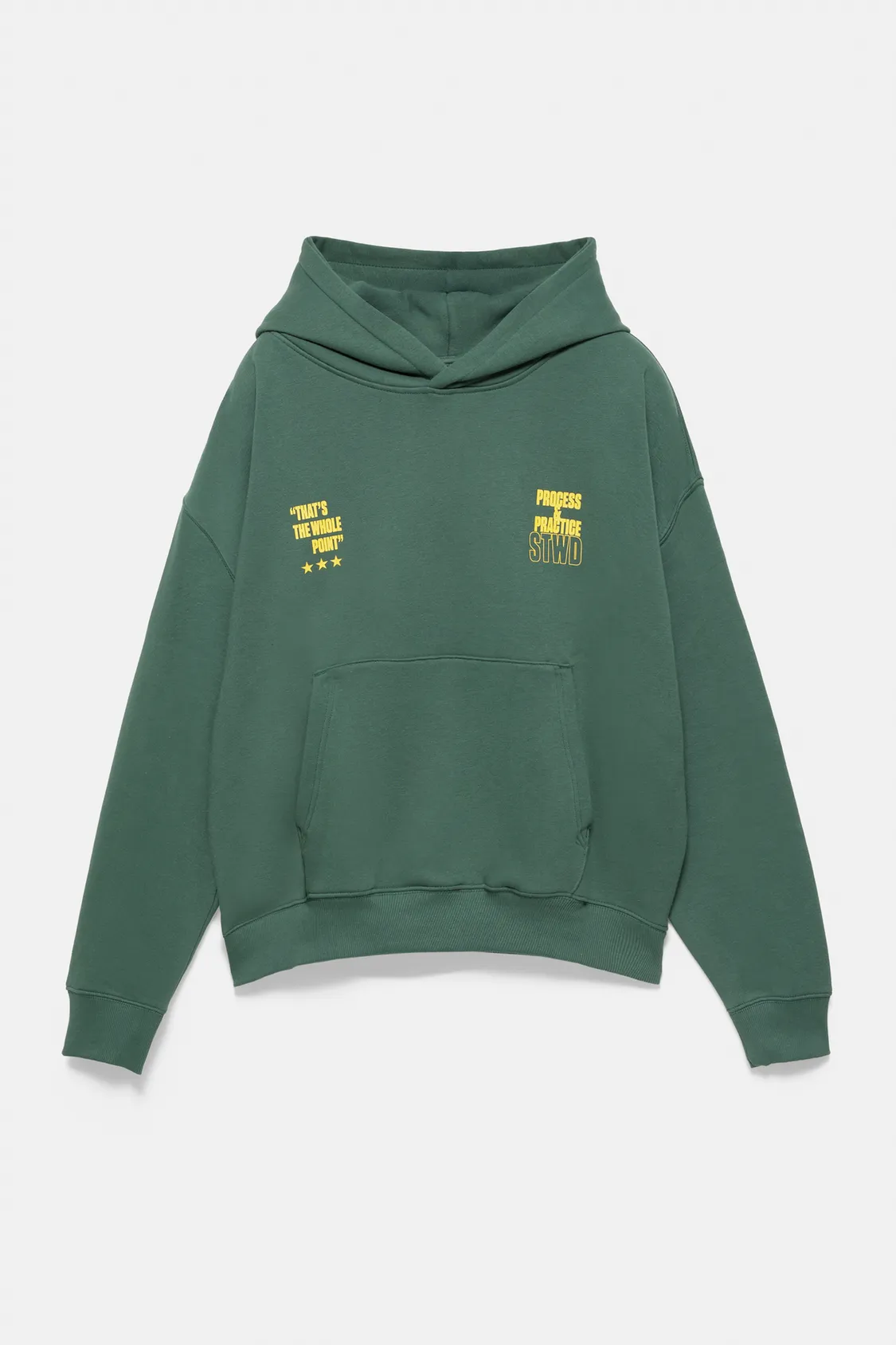 Pull&Bear Graphic Print Oversized Hoodie — Dark Green