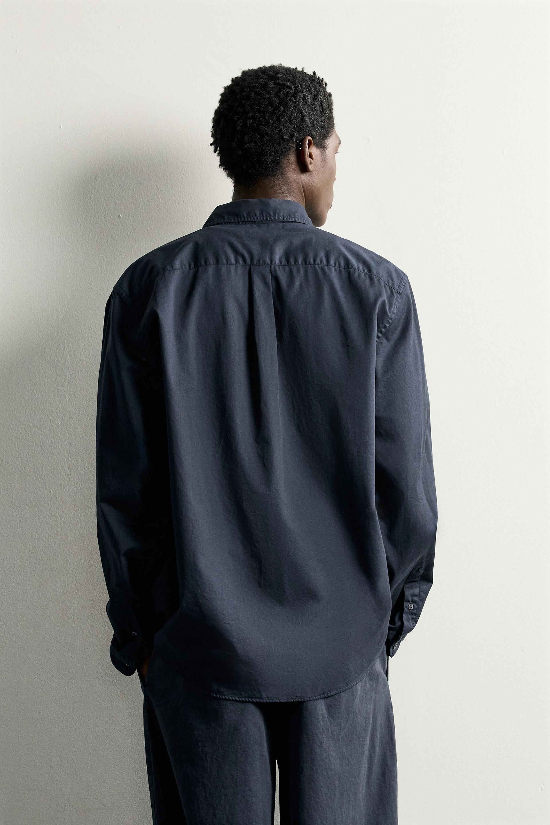Zara Relaxed Pocket Shirt — Navy