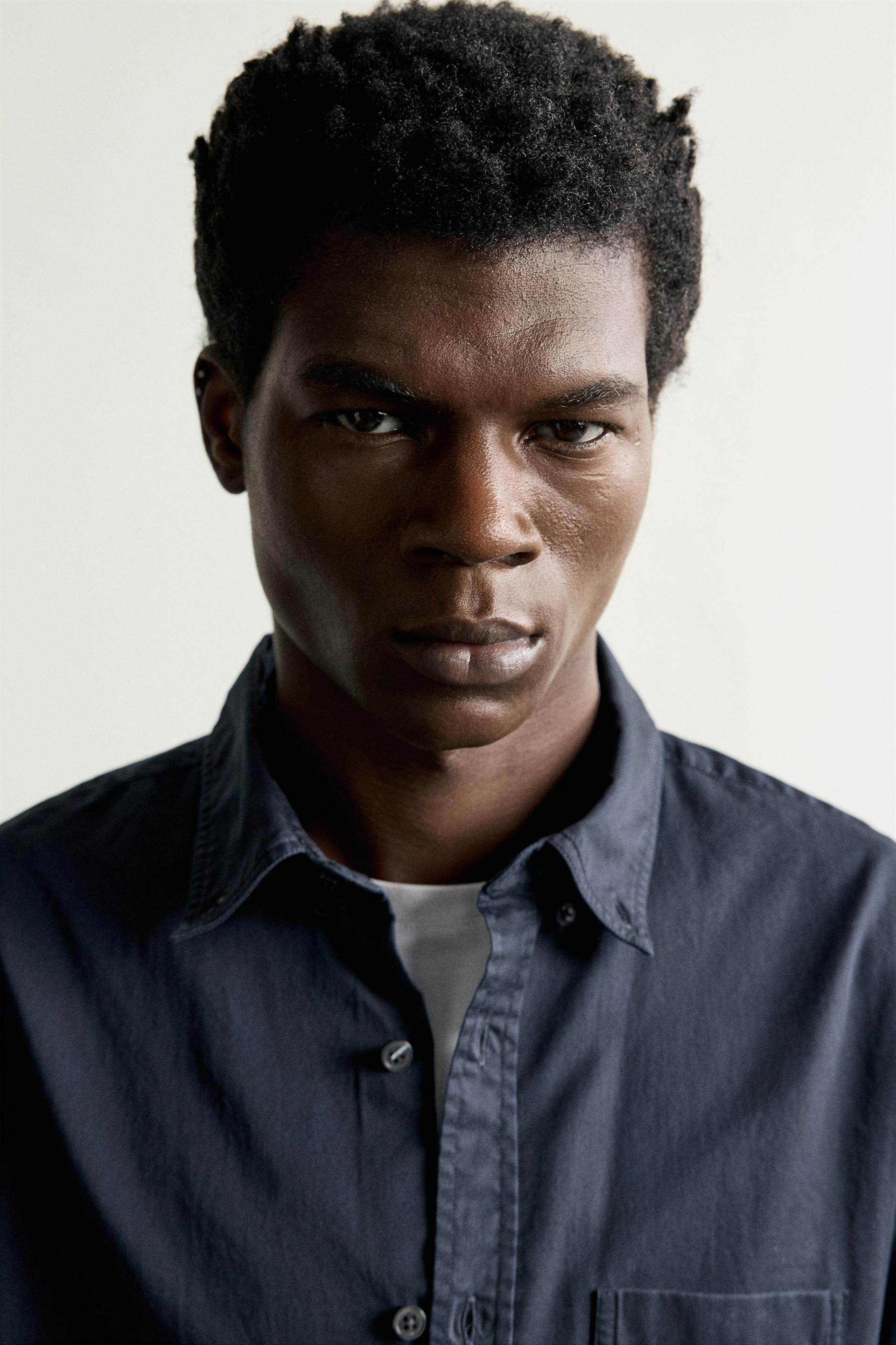 Zara Relaxed Pocket Shirt — Navy