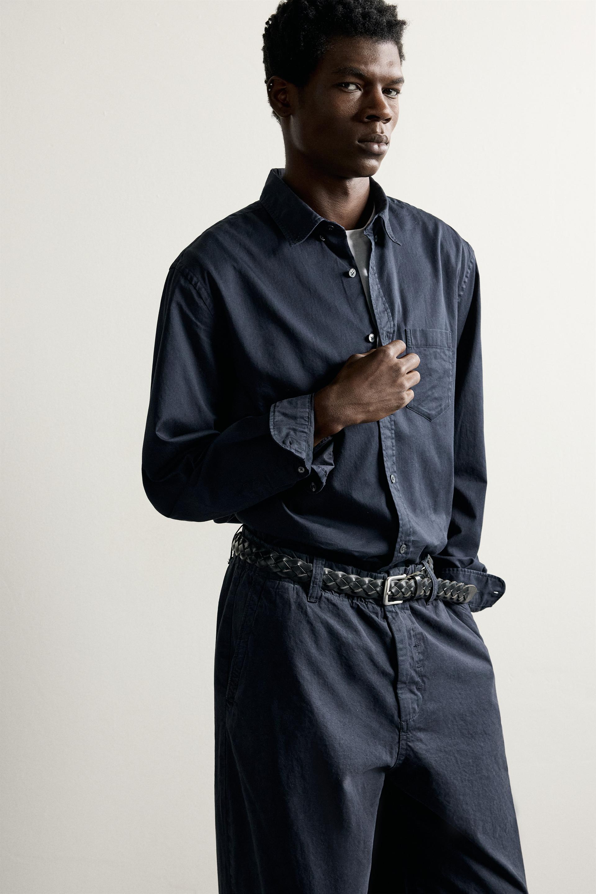 Zara Relaxed Pocket Shirt — Navy