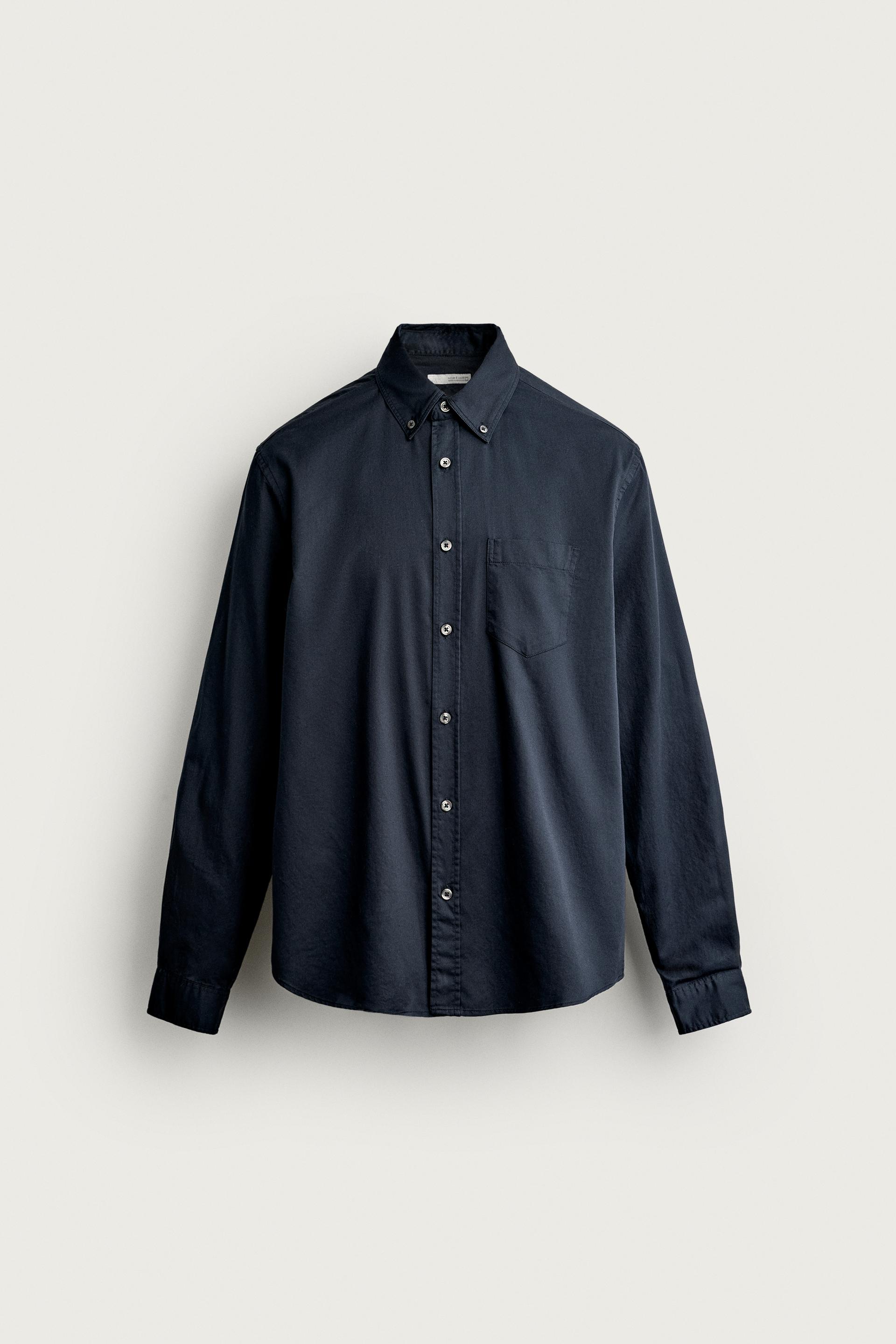 Zara Relaxed Pocket Shirt — Navy