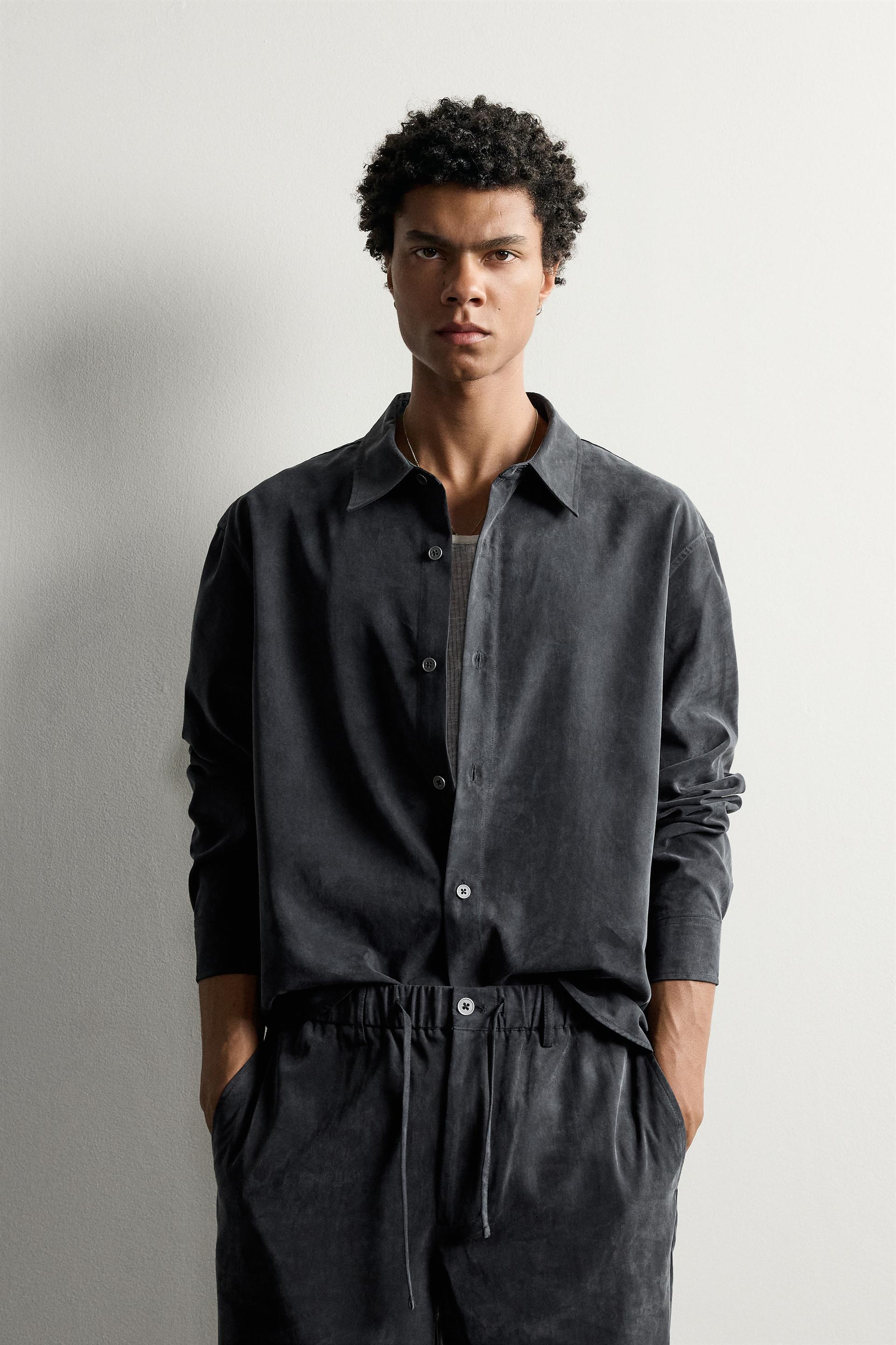 Zara CHEMISE FLUIDE COUPE DÉCONTRACTÉE — Midnight