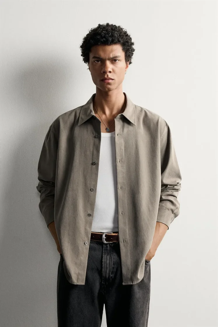 Zara CHEMISE FLUIDE COUPE DÉCONTRACTÉE — Grey