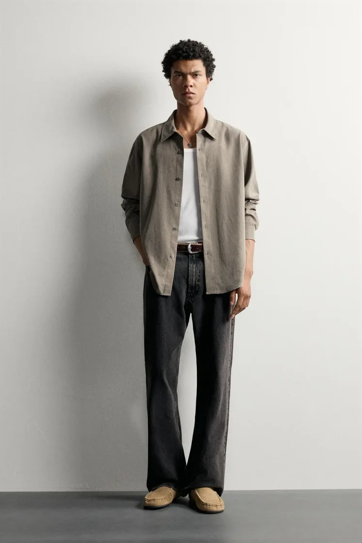 Zara CHEMISE FLUIDE COUPE DÉCONTRACTÉE — Grey