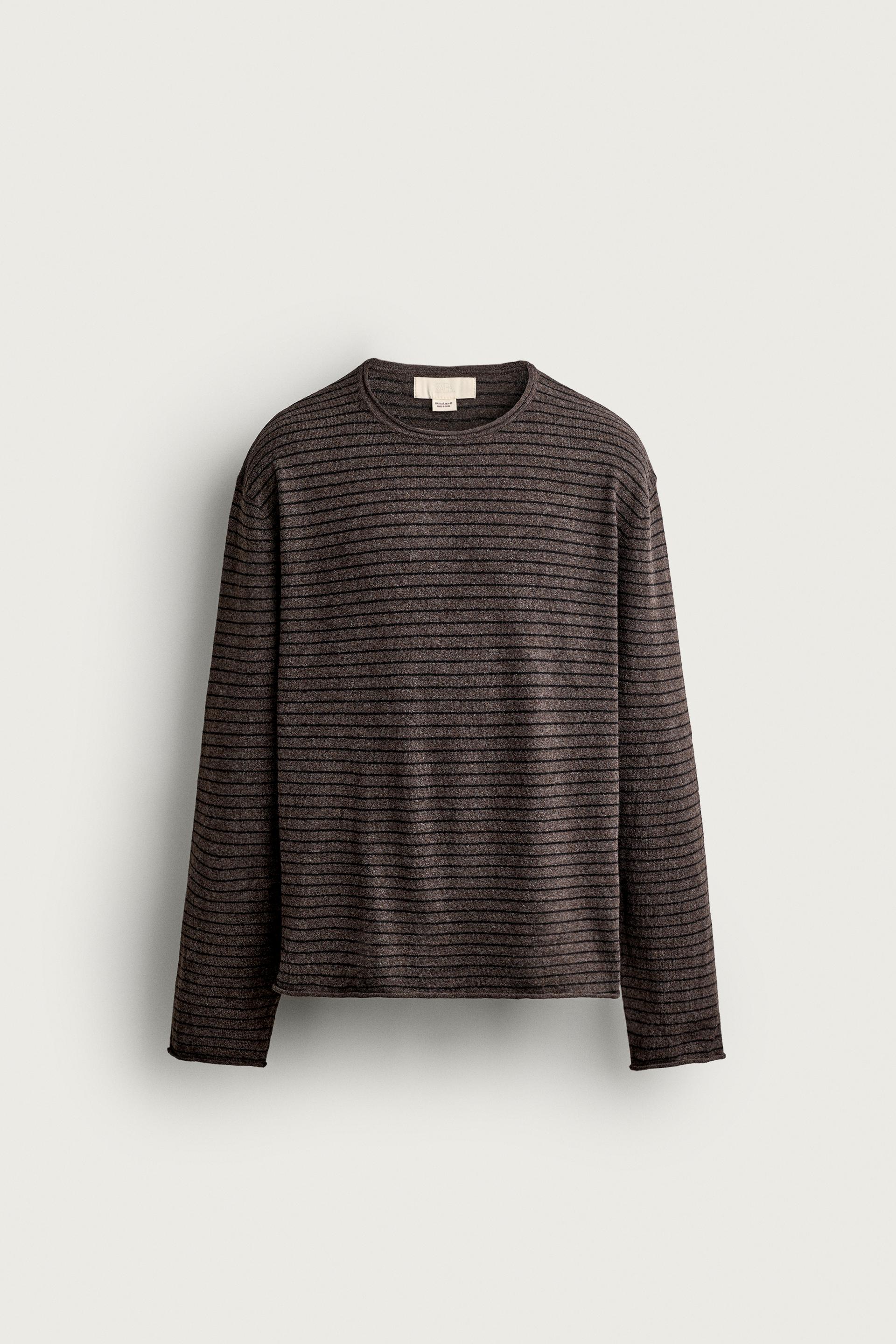 Zara Striped Relaxed Fit Sweater — Marron