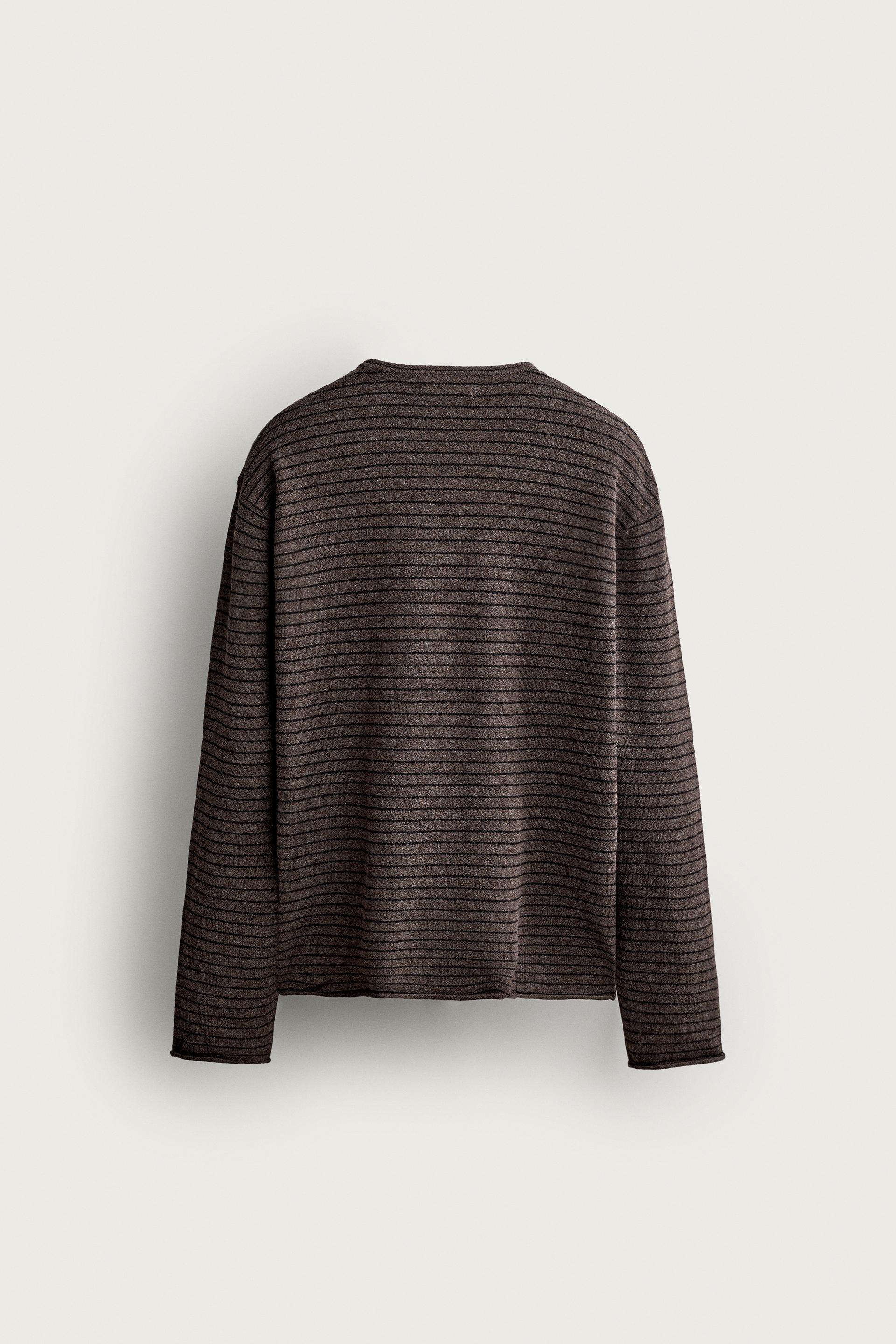 Zara Striped Relaxed Fit Sweater — Marron