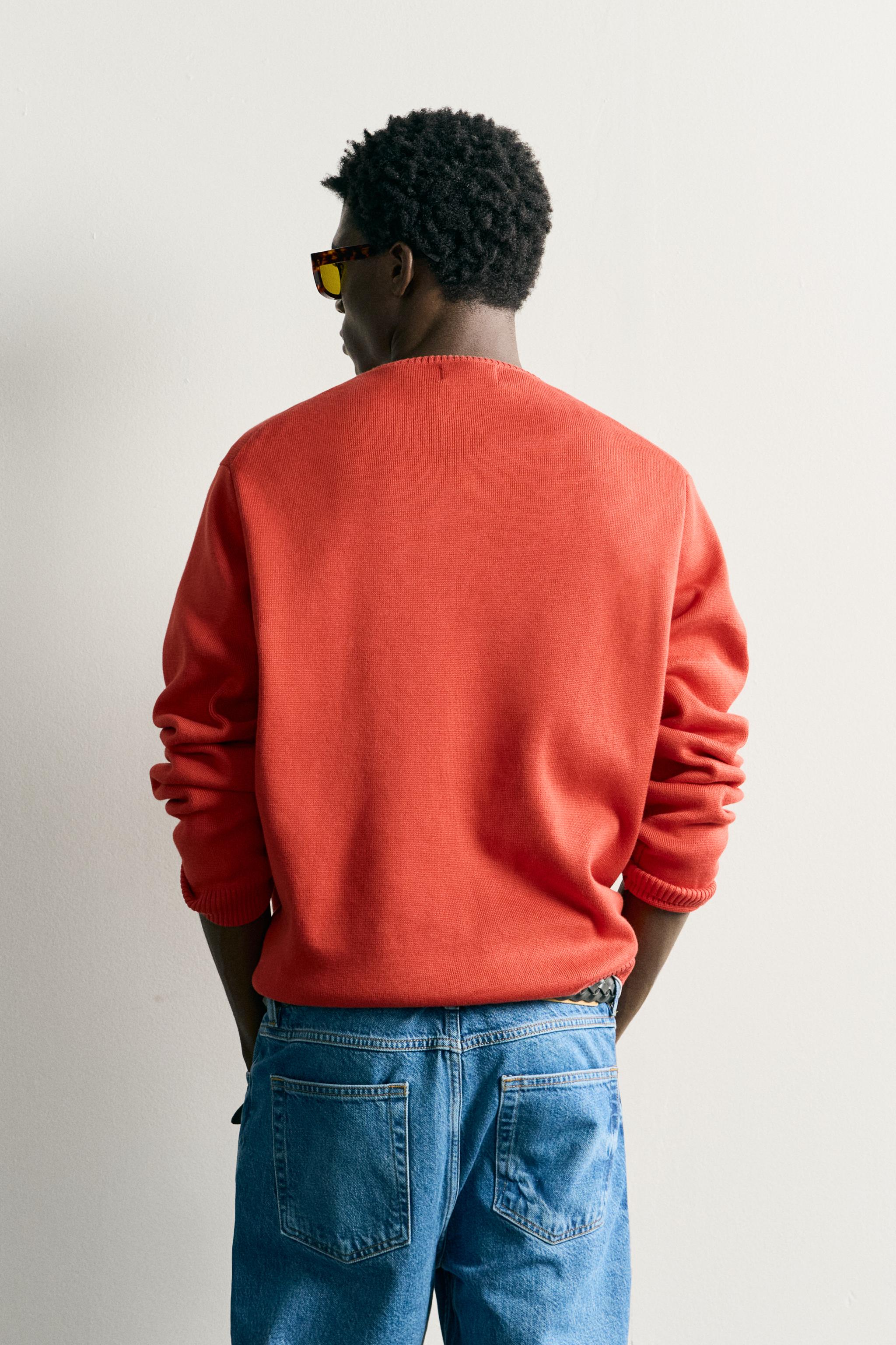 Zara Structured Cotton Knit — Red