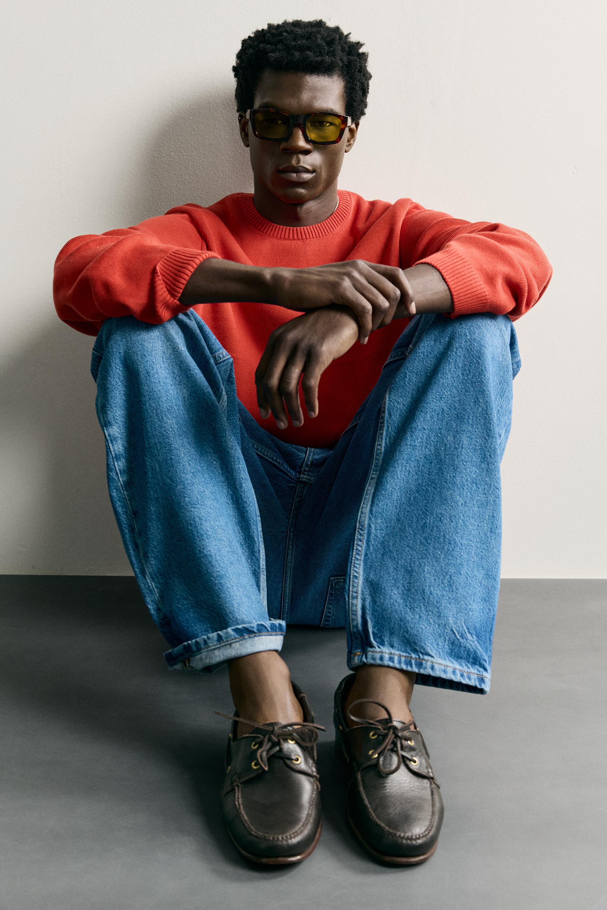 Zara Structured Cotton Knit — Red