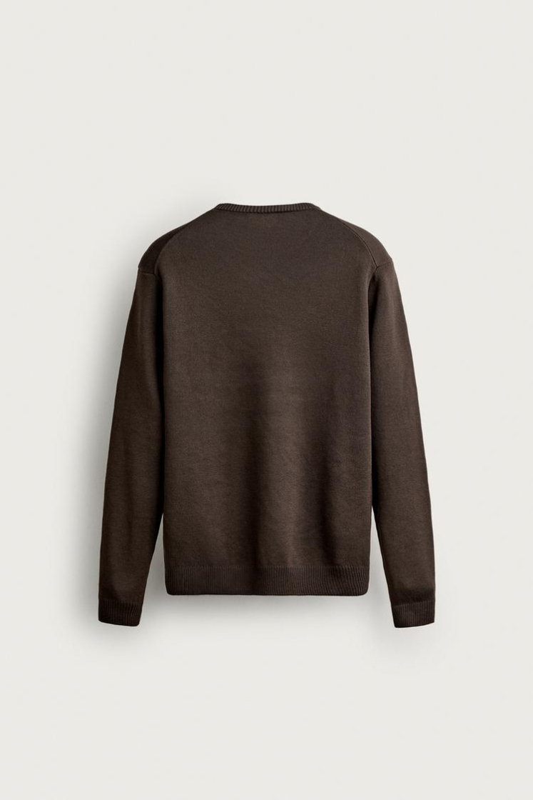 Zara Structured Cotton Knit — Chocolate