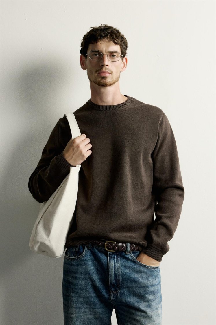 Zara Structured Cotton Knit — Chocolate