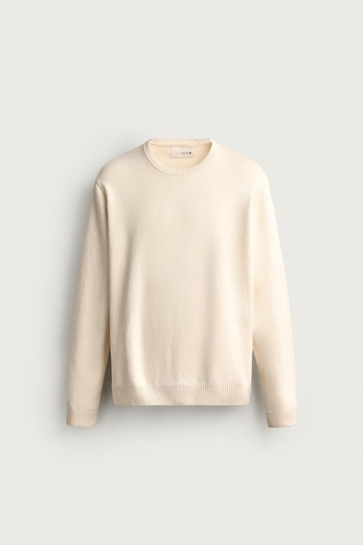Zara Structured Cotton Knit — Cream